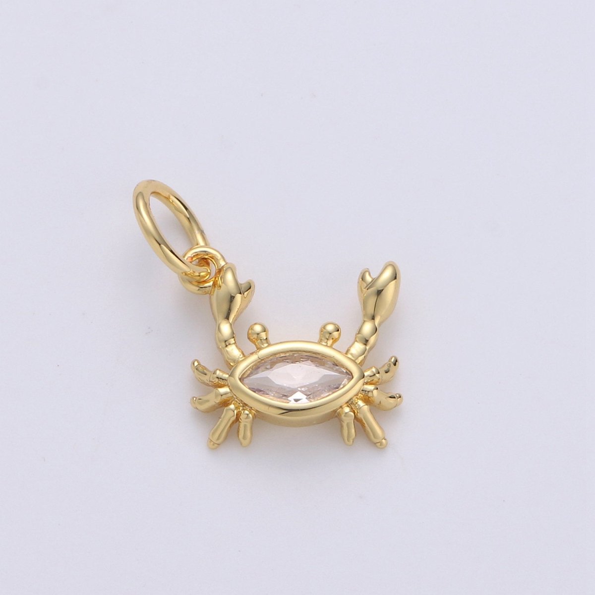Crab 24K Gold Filled Tiny Charms, Gold Filled Crabby Charm, Gold Beach Charm, Silver Crab charm CZ Under the sea Jewelry Inspired | D-553 D-554