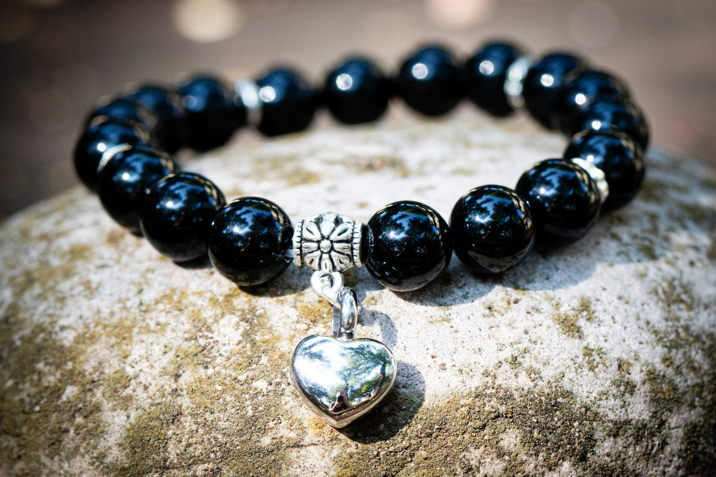 Onyx Keepsake Urn Heart Bracelet