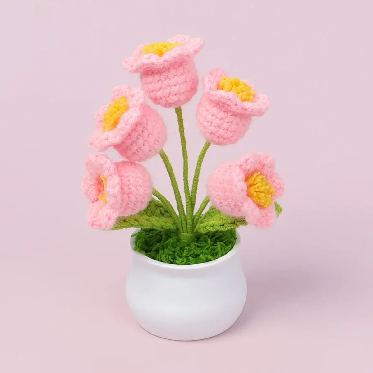 Handmade Crochet Lily Plush โ Potted Flower Decor for Desk or Gift