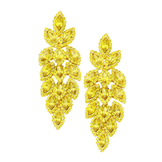 Women's Crystal Stone Leaf Cluster Marquise Evening Stud Earrings