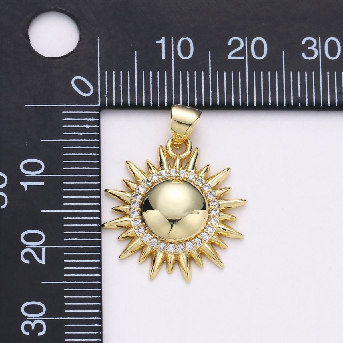 Cubic Gold Filled Sun Pendant Necklace, Sun Charm Necklace, Dainty Celestial Jewelry I-591