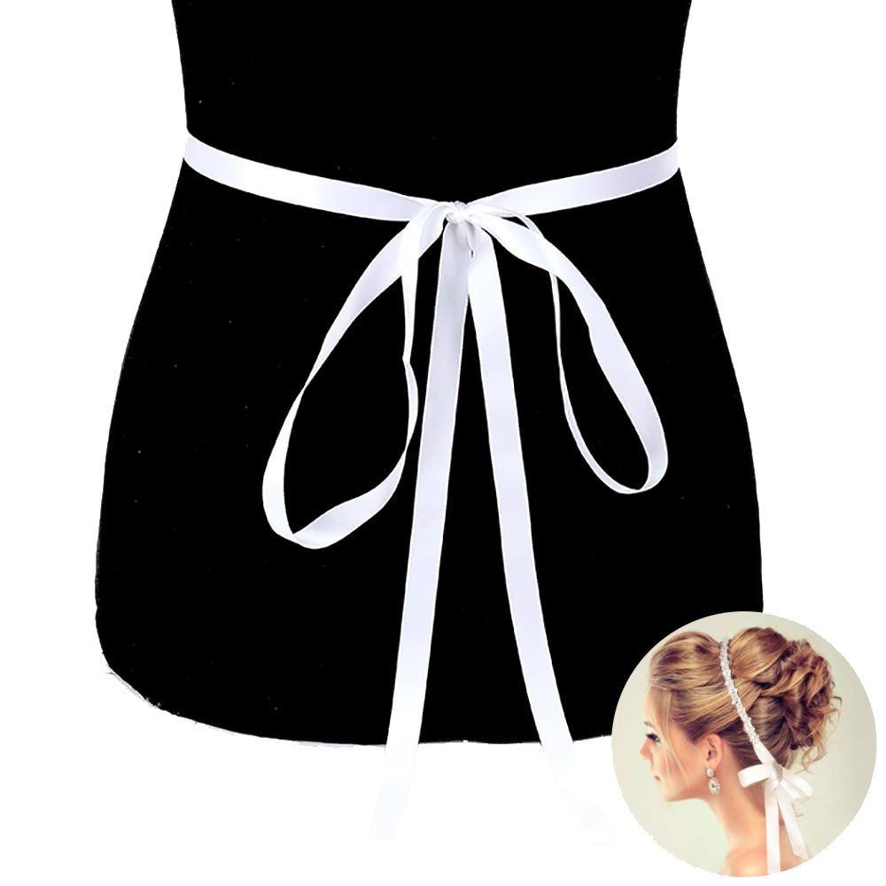 Cystal Embellish Sash Ribbon Bridal Wedding Belt Headband
