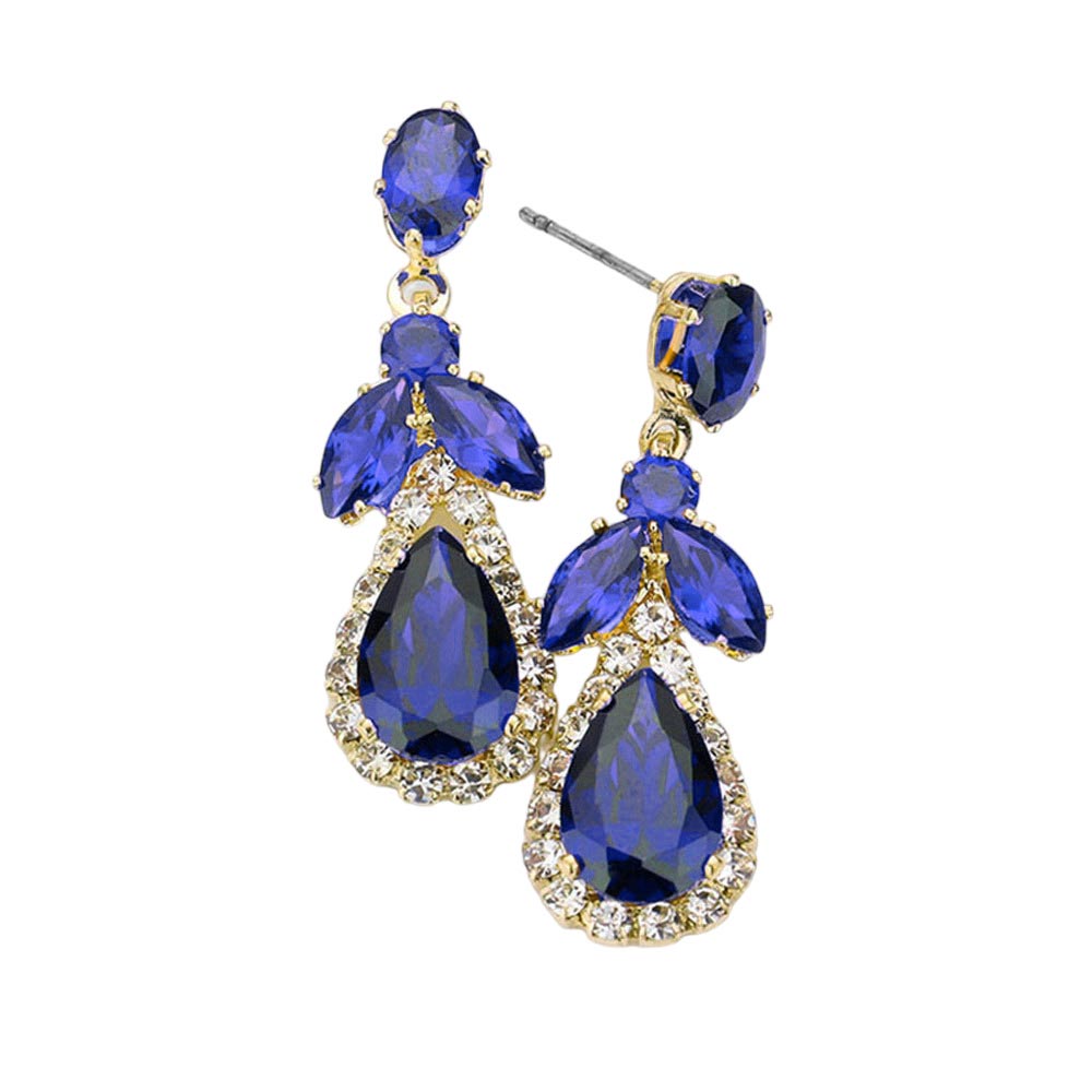 CZ Multi Stone Dangle Evening Earrings