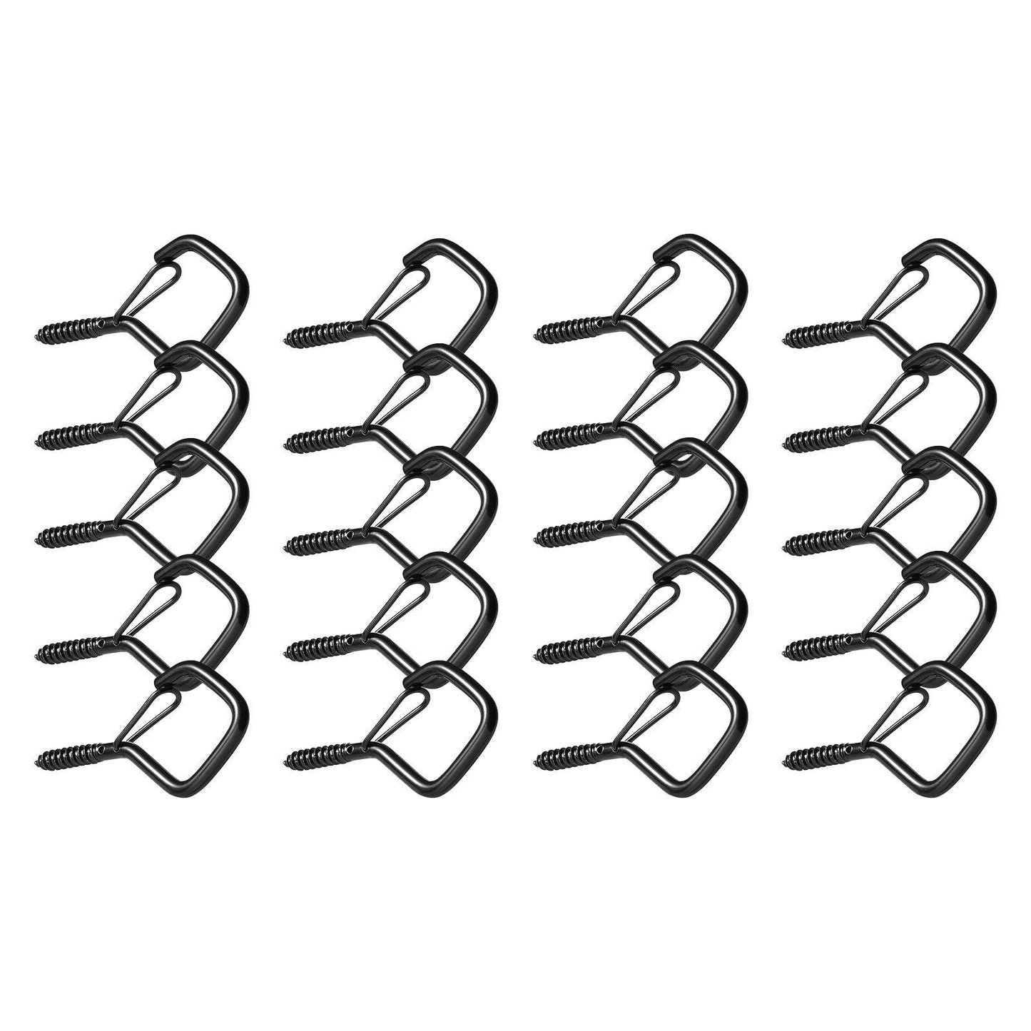20 PCS Q-Hanger Hooks, 2.17 in Q Hanger String Light Hooks Outdoor, Heavy Duty Outdoor Screw Hooks with Security Buckle, for Hanging Outdoor String Lights, Christmas Lights, Cups, Decors (Black)