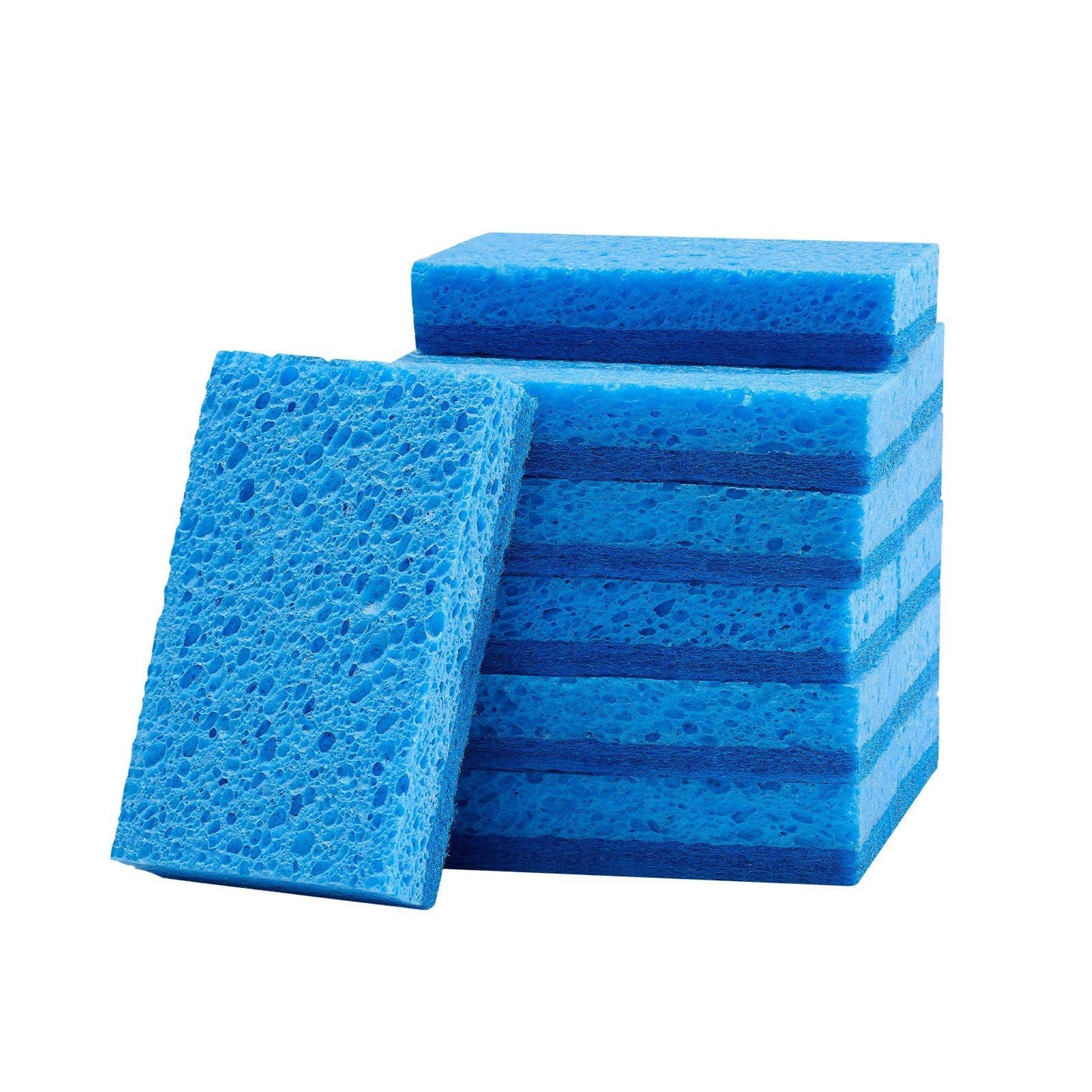 Sponges, 12 Pcs Durable Natural Kitchen Sponges with Cellulose & Scrub Pad, Easy-to-Rinse Cleaning Sponges with Honeycomb Structure & Quick Water Absorption, Fit for Home Cleaning
