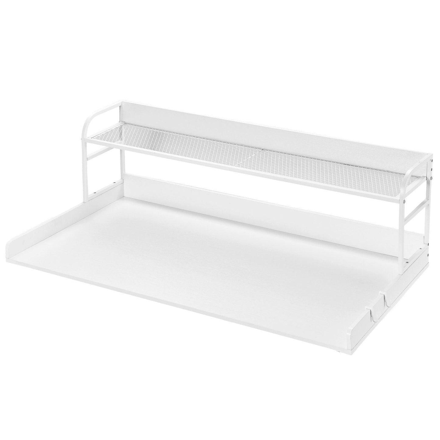 Washer Dryer Countertop for the Top, Wood Washer Dryer Topper with 2-Tier Shelf Universal Fit, Laundry Countertop with Edge Rails, 54" Width x 27" Depth Laundry Counter Storage Organization, White