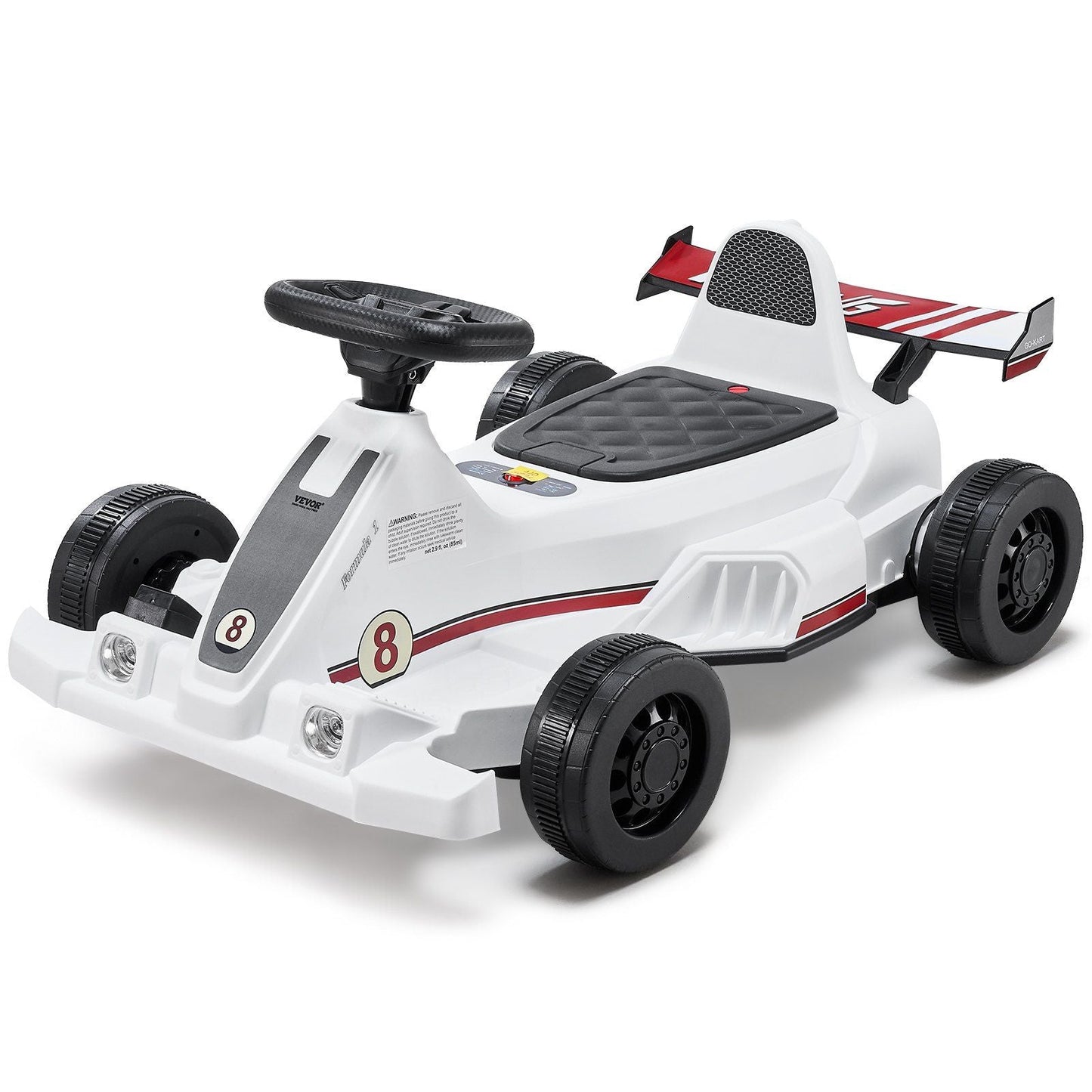 Electric Go Kart 6V Drift Go Cart for Kids Ages 2+ Strong Motor White