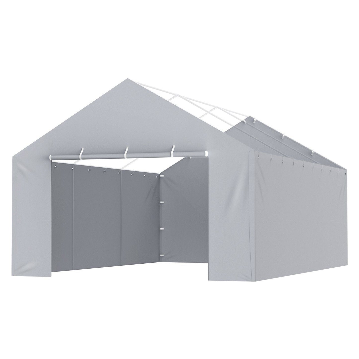 Carport Replacement Canopy Cover Side Wall 13 x 20 ft, Garage Tent Shelter Tarp Heavy-Duty Waterproof & UV Protected, Easy Installation with Ball Bungees,Grey (Top and Frame Not Included)