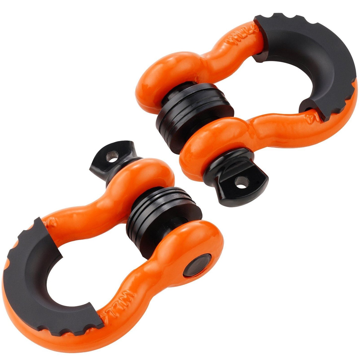 3/4" D-Ring Shackle, 2 Pack Alloy Steel Shackles 62832 lbs (28.5 Ton) Break Strength with 7/8" Screw Pin, Isolators & Washers, Heavy Duty Off Road Vehicle Recovery Shackle for Jeep Truck, Orange