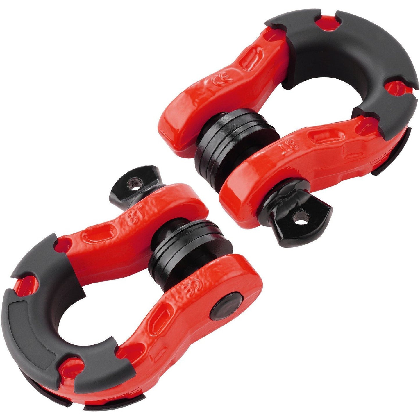 3/4" D-Ring Shackle, 2 Pack Alloy Steel Shackles 66139 lbs (30 Ton) Break Strength with 7/8" Screw Pin, Isolators & Washers, Heavy Duty Off Road Vehicle Recovery Shackle for Jeep Truck, Red