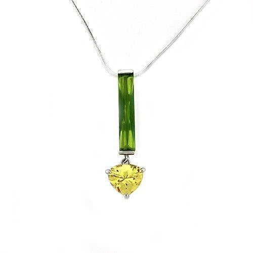 LOAS1324 - Rhodium 925 Sterling Silver Chain Pendant with AAA Grade CZ in Multi Color