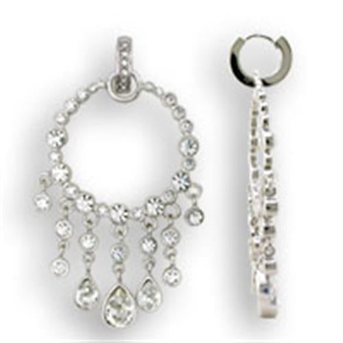 S37108 - Rhodium 925 Sterling Silver Earrings with Top Grade Crystal in Clear