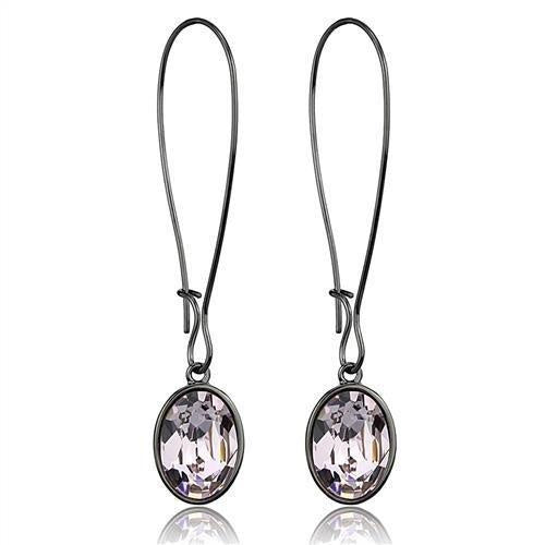 TK2719 - IP Light Black (IP Gun) Stainless Steel Earrings with Top Grade Crystal in Light Peach