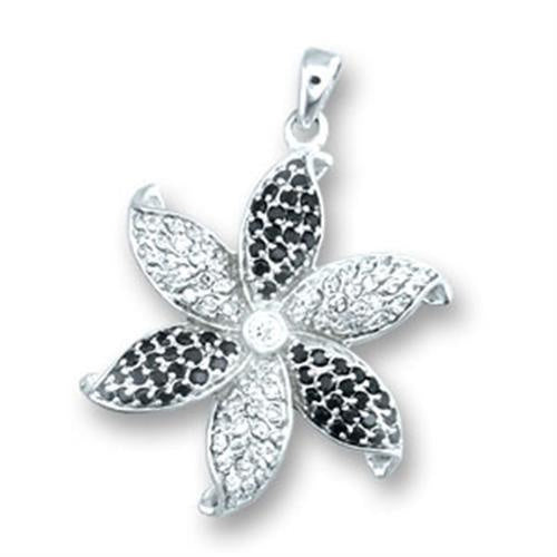 41608 - High-Polished 925 Sterling Silver Pendant with AAA Grade CZ in Clear