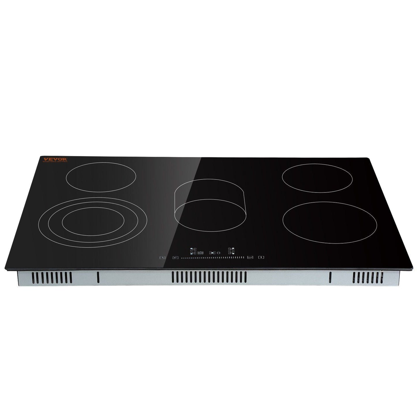 Built in Electric Stove Top, 30.3 x 20.5 inch 5 Burners, 240V Glass Radiant Cooktop with Sensor Touch Control, Timer & Child Lock Included, 9 Power Levels for Simmer Steam Slow Cook Fry