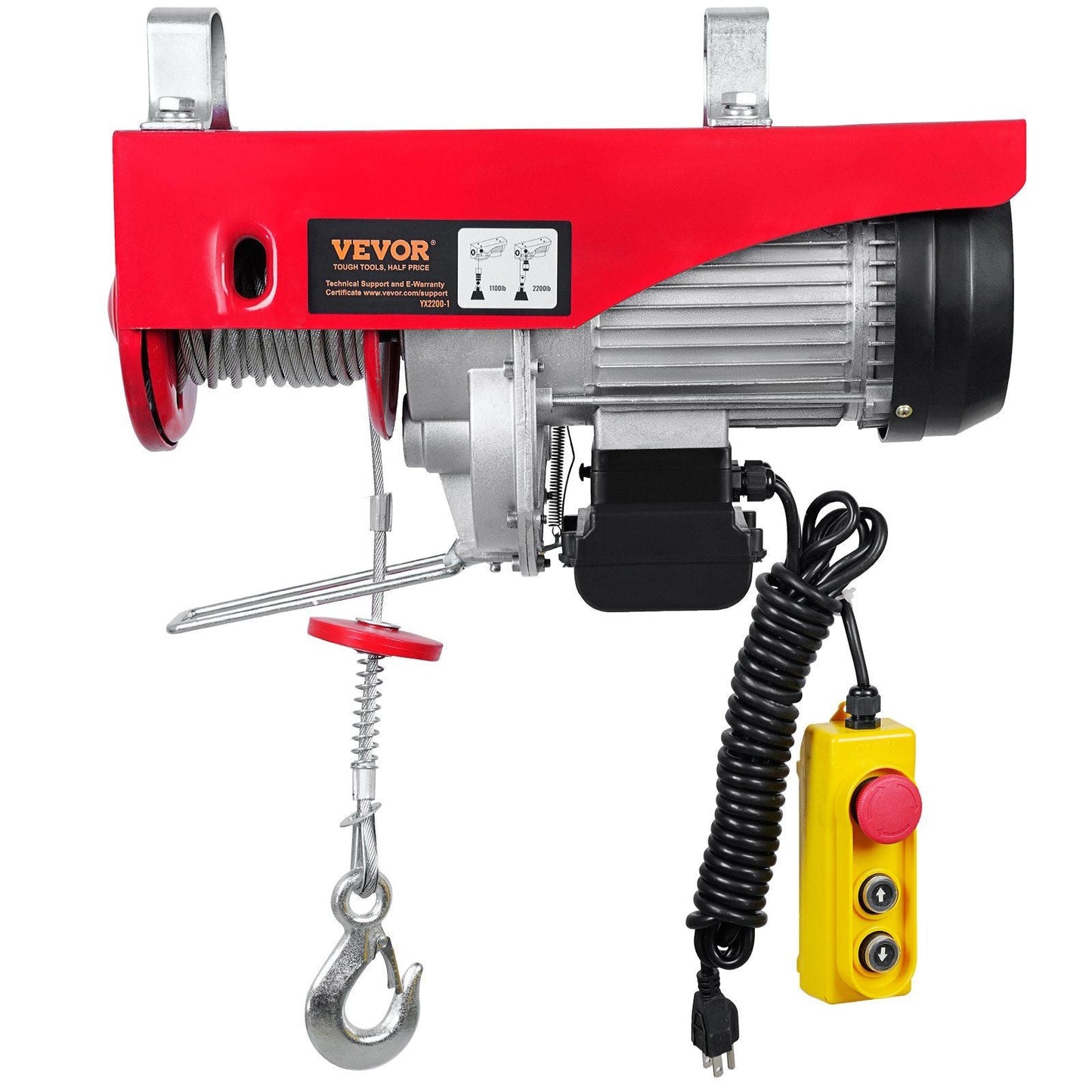 Electric Hoist, 2200 lbs Lifting Capacity, 1600W 110V Electric Steel Wire Winch with 14ft Wired Remote Control, 40ft Single Cable Lifting Height & Pure Copper Motor, for Garage Warehouse Factory