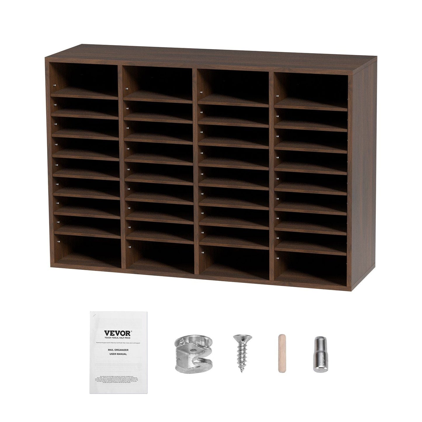 Literature Organizers, 36 Compartments Office Mailbox with Adjustable Shelves, Wood Literature Sorter 39.3x12x26.8 inches for Office, Home, Classroom, Mailrooms Organization, EPA Certified Brown