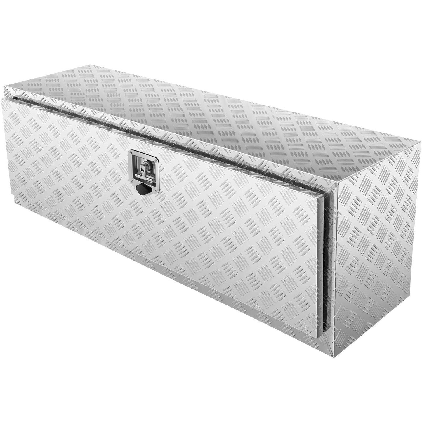 Underbody Truck Box, 48"×17"×18" Pickup Storage Box, Heavy Duty Aluminum Diamond Plate Tool Box with Lock and Keys, Waterproof Trailer Storage Box with T-Handle Latch for Truck, Van, Trailer