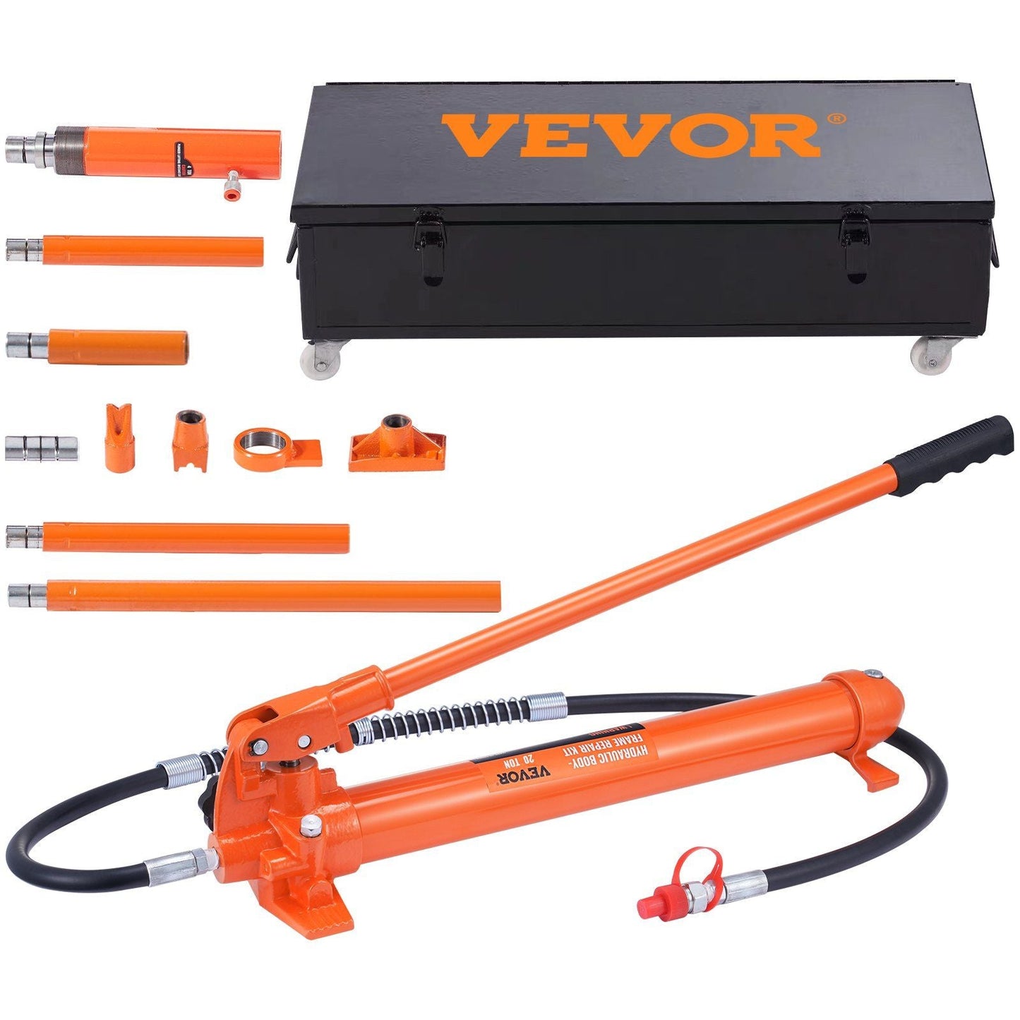 20 Ton Porta Power Kit, Portable Hydraulic Jack with 4.6 ft/1.4 m Oil Hose, Car Frame Repair Tool with Storage Case for Automotive, Heavy Equipment, Mechanic (44000 LBS)