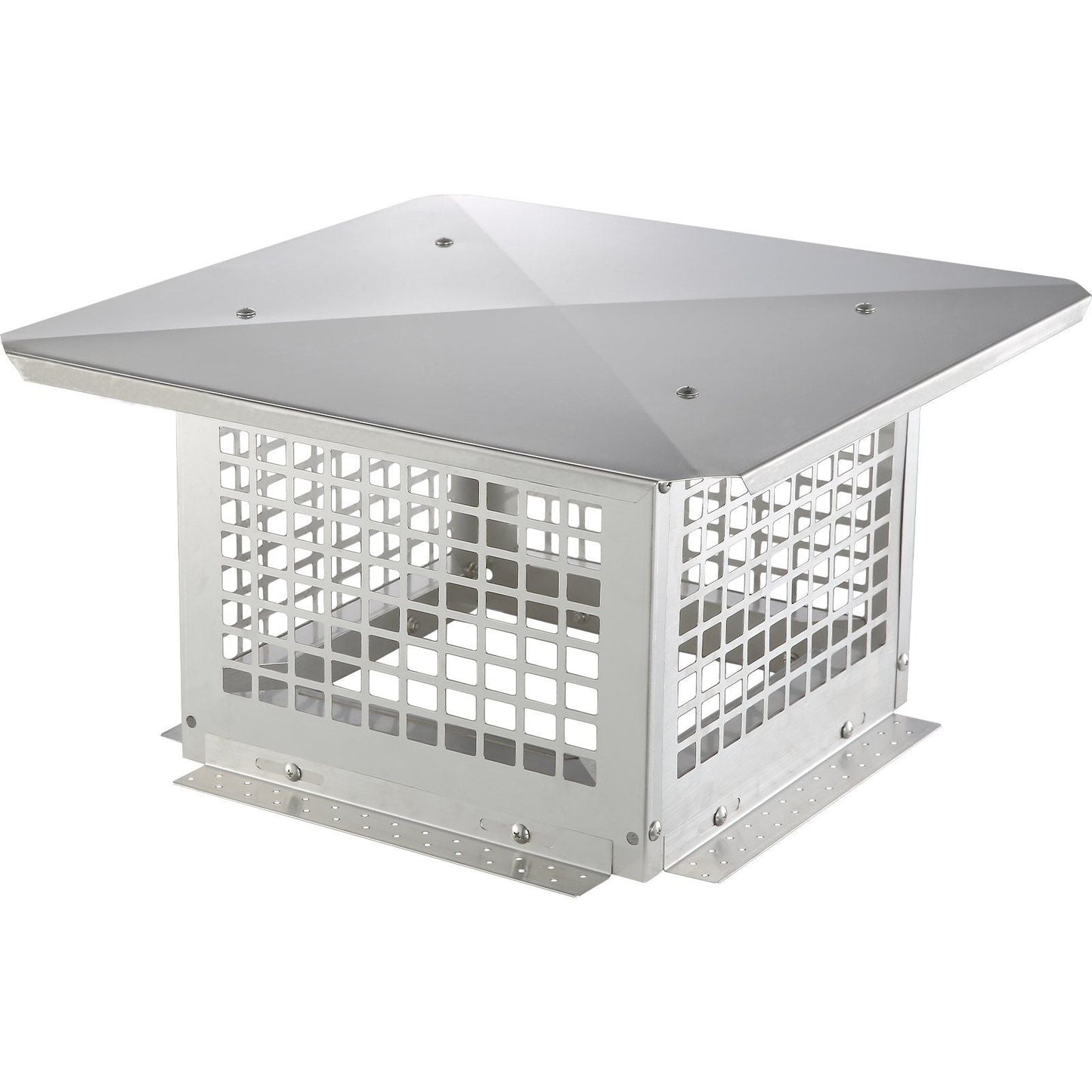 Chimney Cap, 12 x 12 inch, 304 Stainless Steel Fireplace Chimney Cover, Not Easily Toppled & Practical Accessories & Easy Installation, Fits Mesh Flue Covers Outside Clay Flue Shingles, Silver