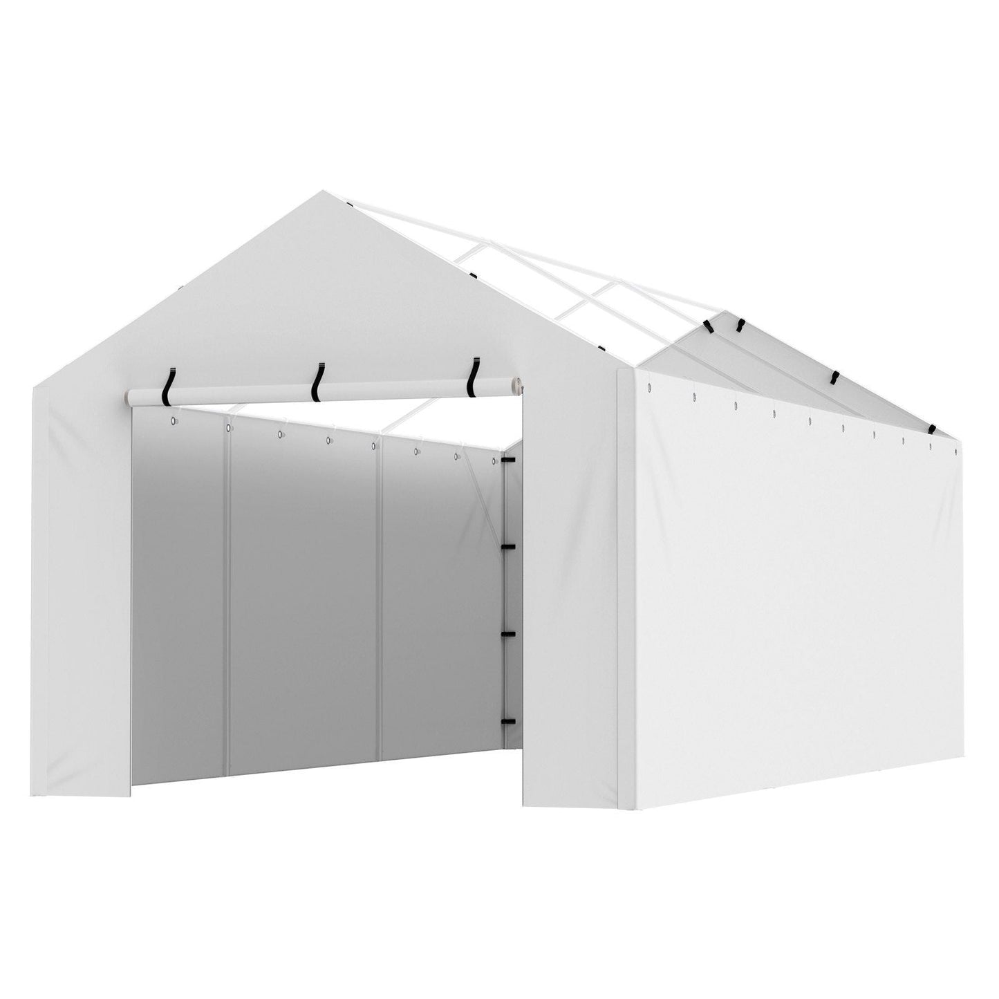 Carport Replacement Canopy Cover Side Wall 10 x 20 ft, Garage Tent Shelter Tarp Heavy-Duty Waterproof & UV Protected, Easy Installation with Ball Bungees,White (Top and Frame Not Included)