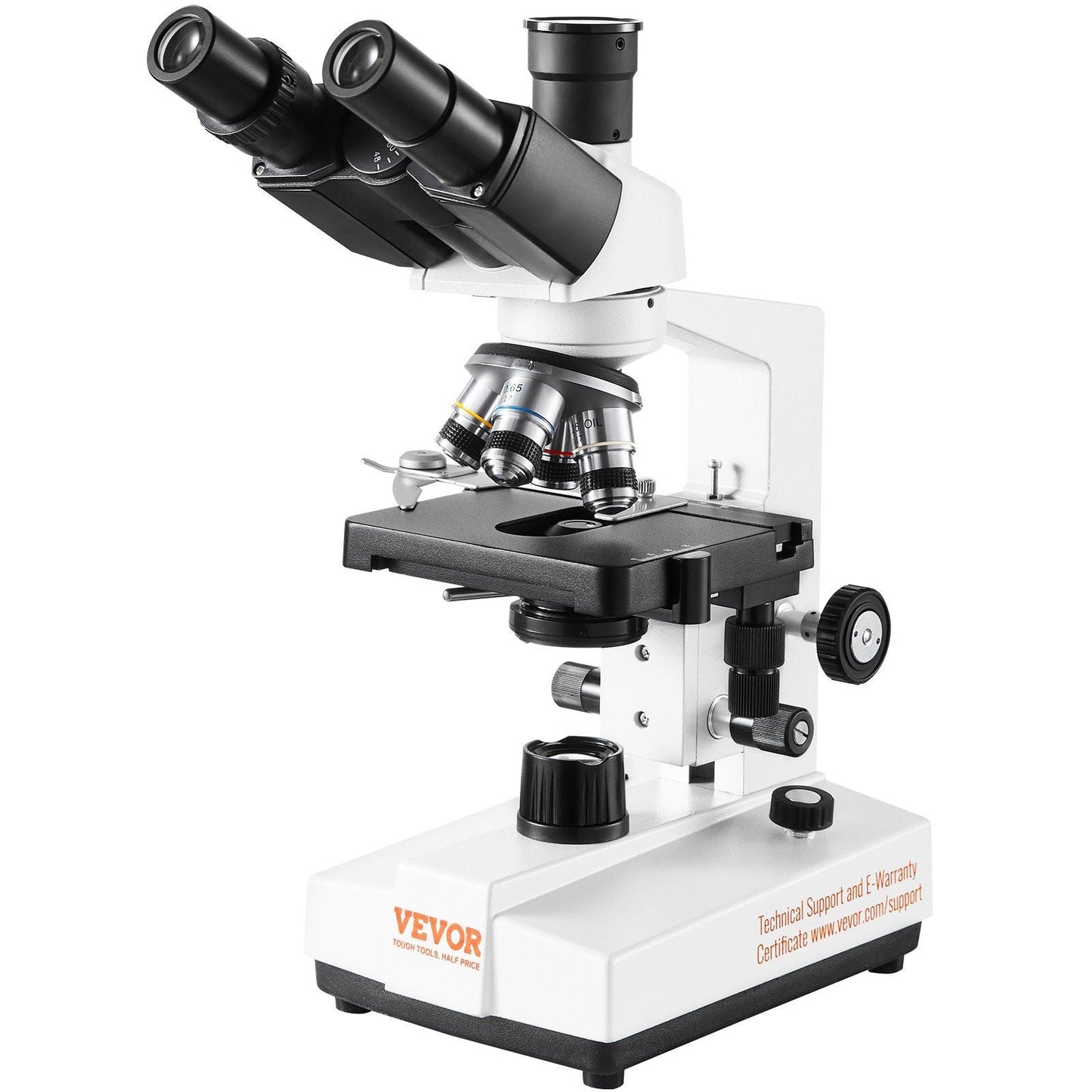 Compound Trinocular Microscope, 40X-5000X Magnification Trinocular Compound Lab Microscope with Two-Layer Mechanical Stage, External Interface, LED Illumination and Microscope Slides Included