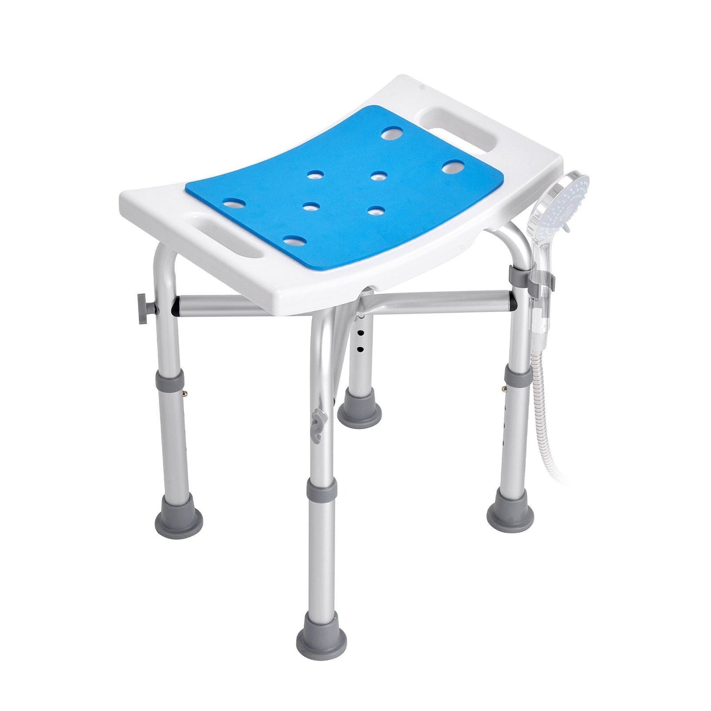 Shower Chair for Inside Shower, Adjustable Height Shower Stool with Crossbar Support, Shower Seat for Shower Tub, Non-Slip Bench Bathtub Stool Seat for Elderly Disabled Adults Handicap, 500 lbs