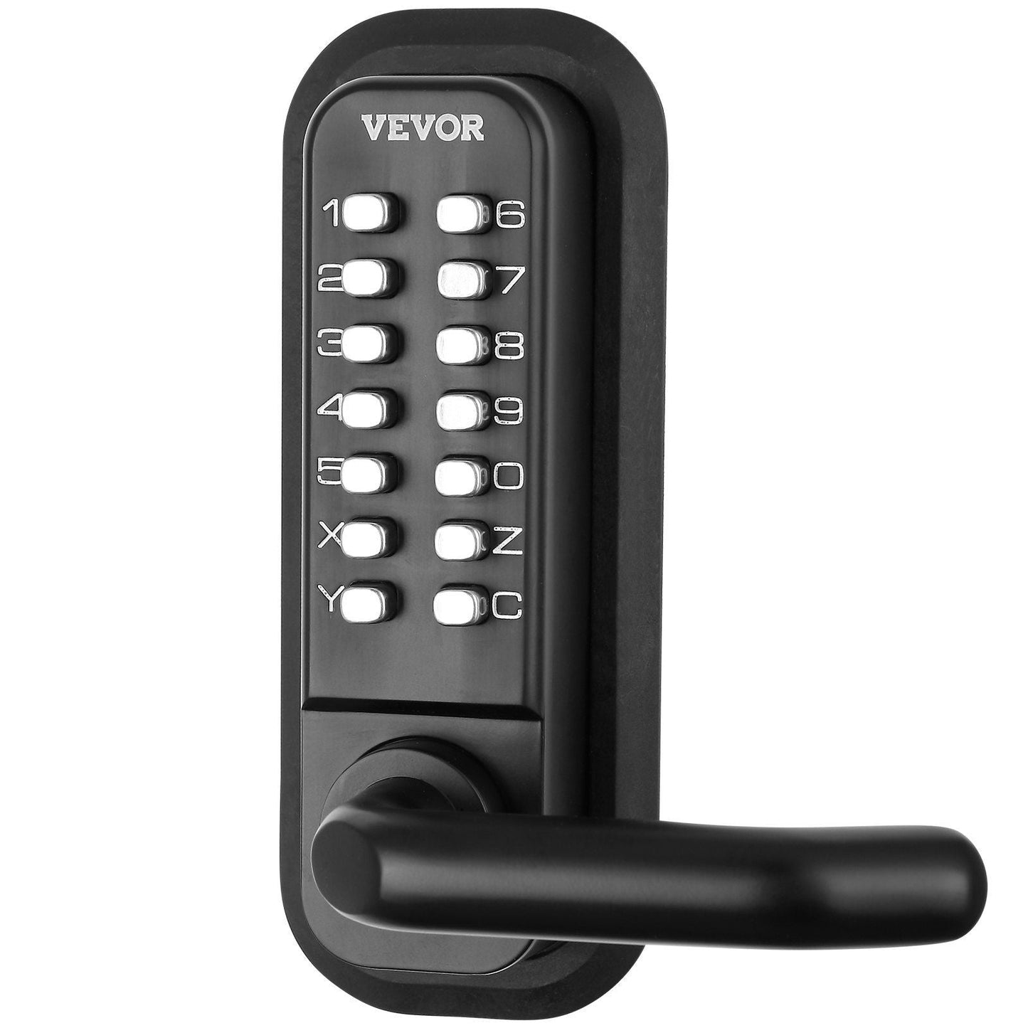 Mechanical Keyless Entry Door Lock, 14 Digit Keypad, Double-sided Embedded Outdoor Gate Door Locks Set with Handle and Keypad, Water-proof Zinc Alloy, Easy to Install, for Yard, Garden, Garage
