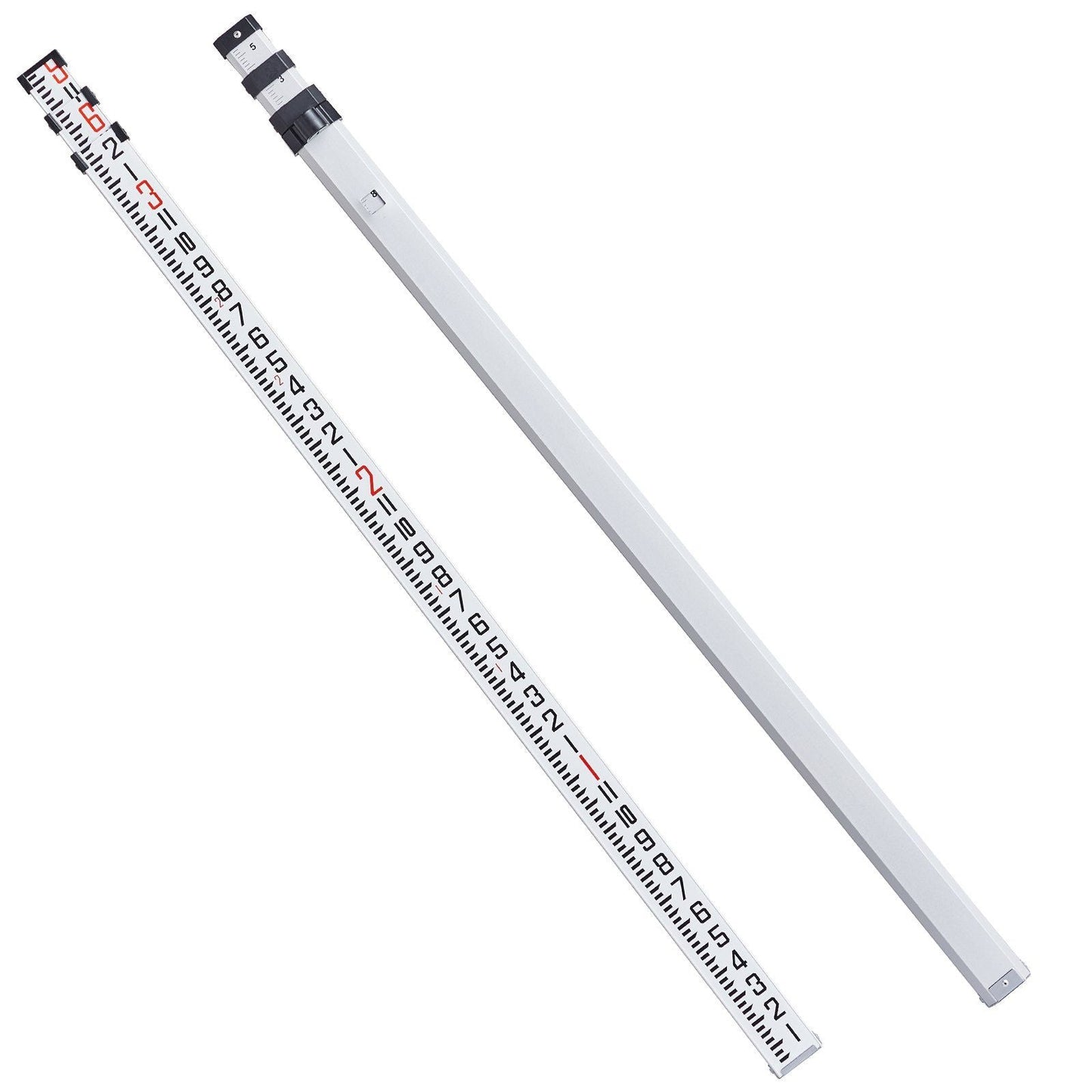 Aluminum Grade Rod, 9-Feet/8ths 3 Sections Telescopic Measuring Rod, Double-Sided Scale 1/8in Leveling Rod Stick,Aluminum Alloy Survey Rod with Bubble Level &Carrying Bag for Houses,Walls,Floors
