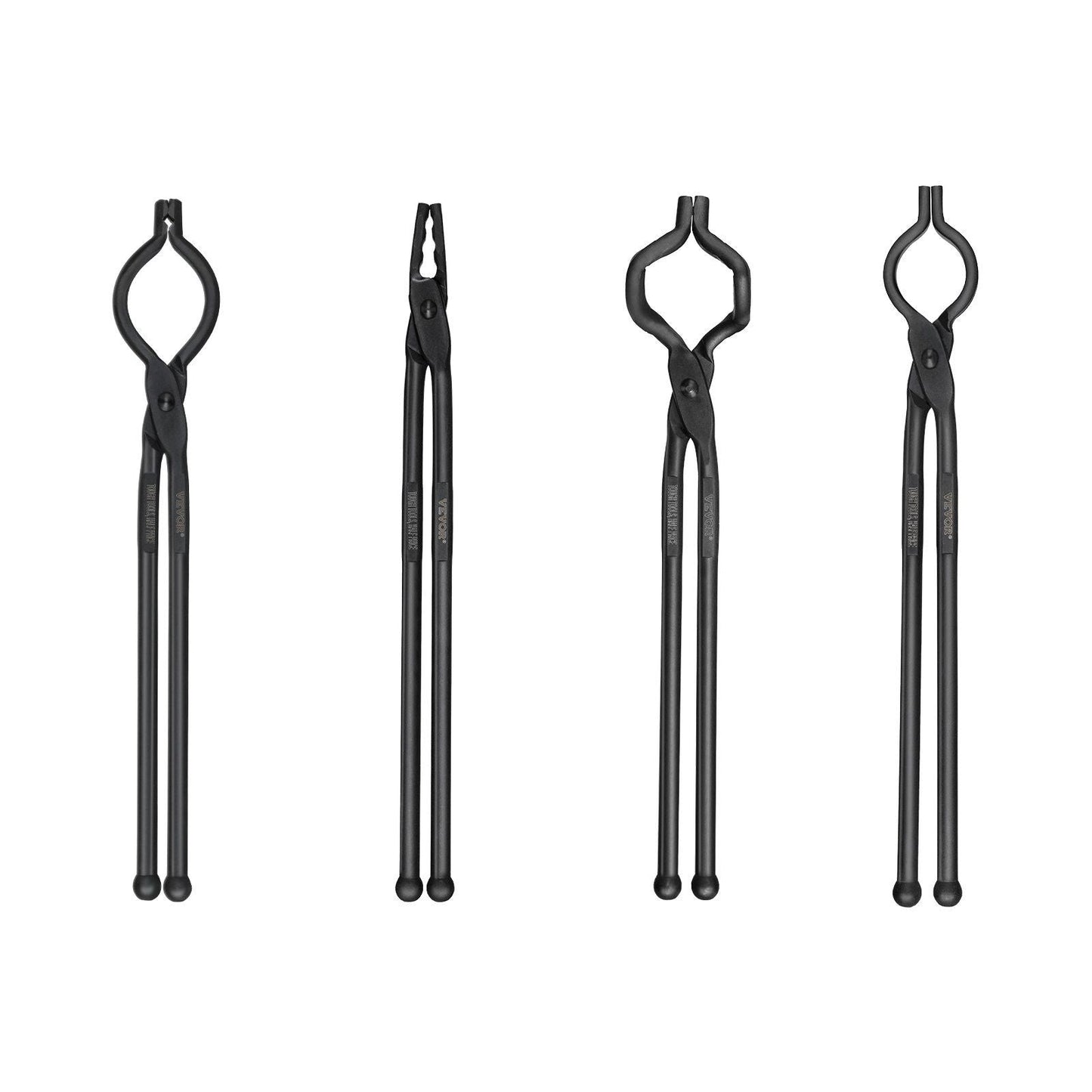 Blacksmith Tongs, 18' 4 PCS, V-Bit Bolt Tongs, Wolf Jaw Tongs, Z V-Bit Tongs and Gripping Tongs, Carbon Steel Forge Tongs with A3 Steel Rivets, for Beginner and Seasoned Blacksmiths, Bladesmiths