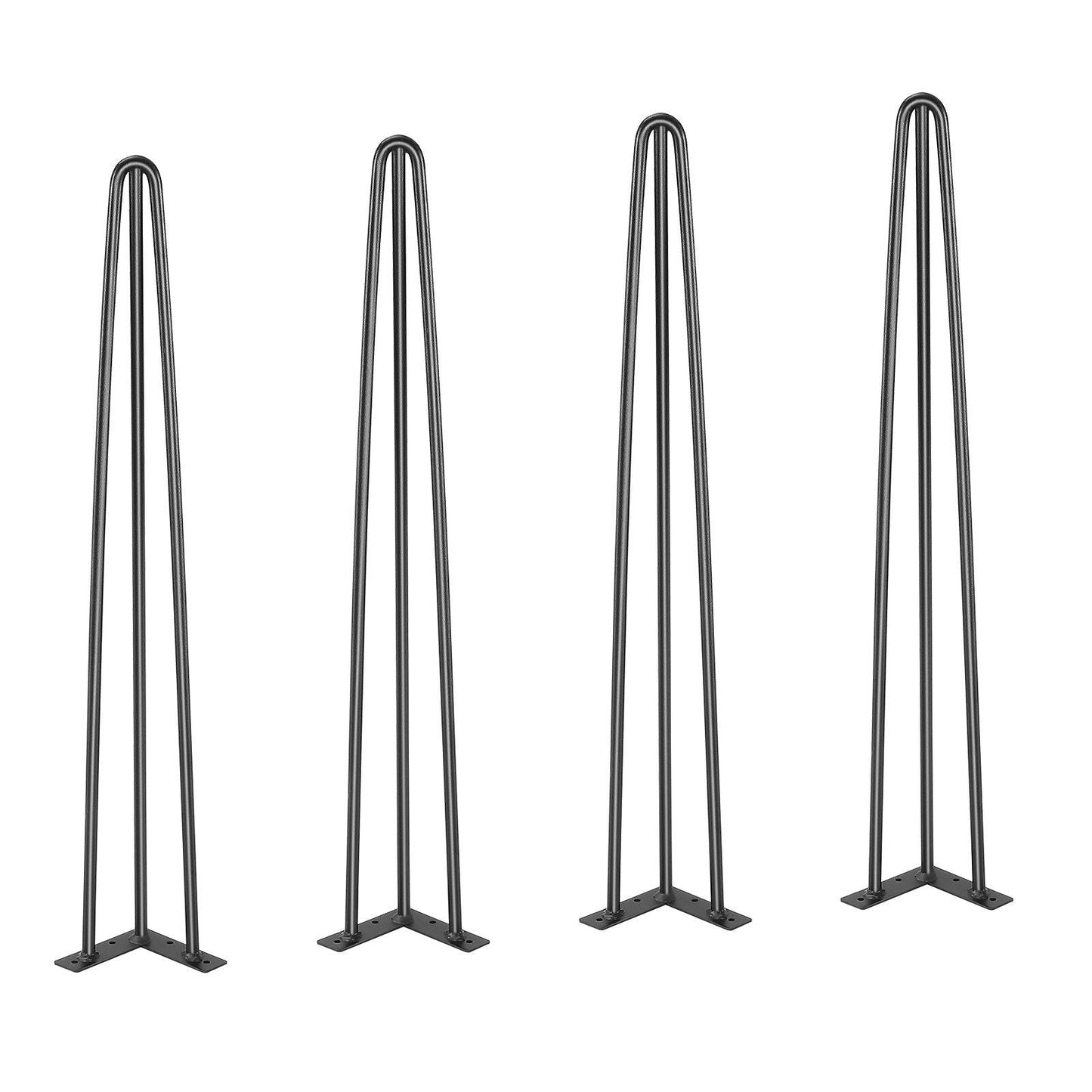 Hairpin Table Legs 28", Set of 4 Desk Legs 900lbs Load Capacity, Hairpin Desk Legs 3 Rods for Desk Chairs Bench Dining End Table, Solid Carbon Steel Heavy Duty Furniture Legs Black