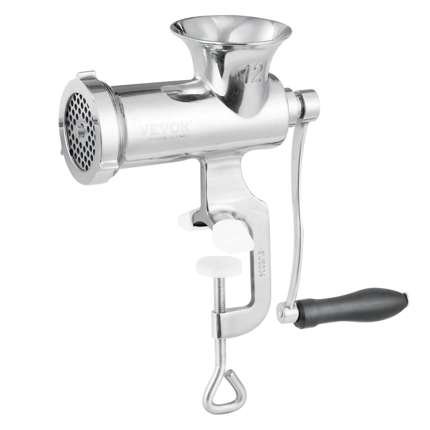Manual Meat Grinder, 304 Stainless Steel Hand Meat Grinder with Steel Table Clamp, Meat Mincer Sausage Maker & 2 Cutting Plates, Cookie Attachment, Sausage Tube for Beef Pepper Mushroom Cookie