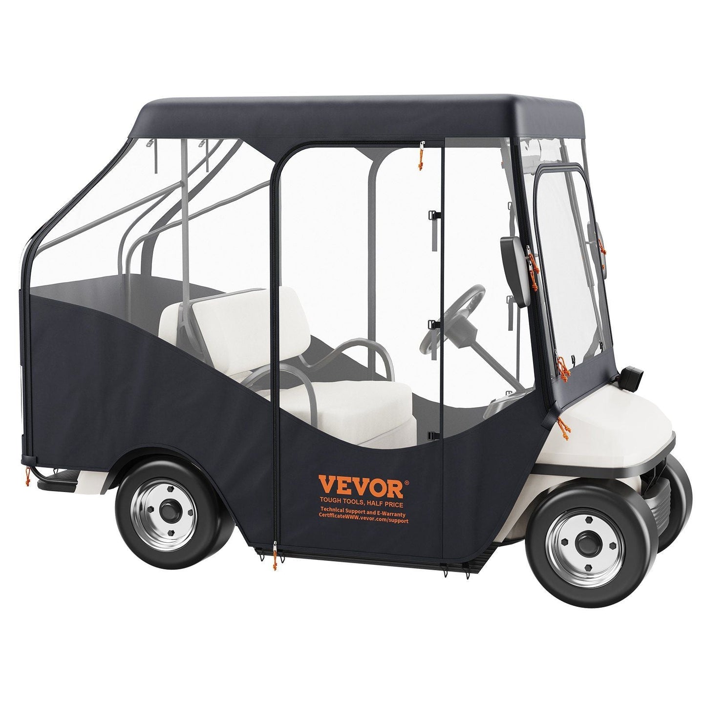 Golf Cart Enclosure, 420D Polyester Driving Enclosure with 4-Sided Transparent Windows, 4 Passenger Club Car Covers Universal Fits for Most Brand Carts, Sunproof and Dustproof Outdoor Cart Cover