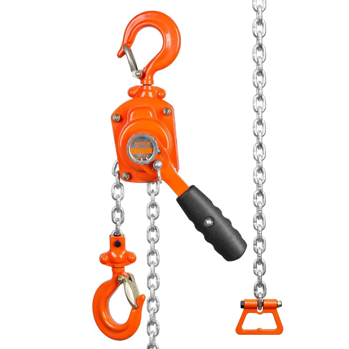 Manual Lever Chain Hoist, 1/2 Ton 1100 lbs Capacity 5 FT Come Along, G80 Galvanized Carbon Steel with Weston Double-Pawl Brake, Auto Chain Leading & 360° Rotation Hook, for Garage Factory Dock