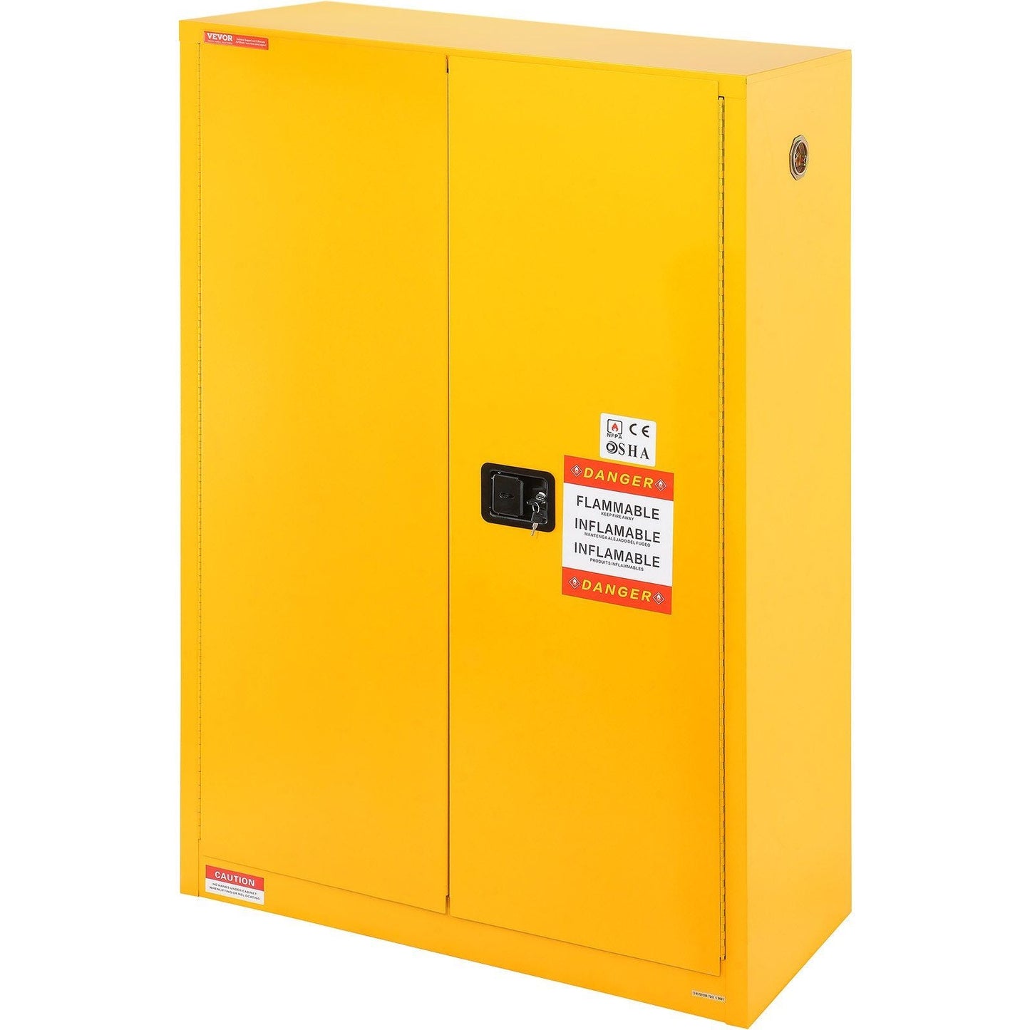 Flammable Safety Cabinet, 45 Gal, Cold-Rolled Steel Flammable Liquid Storage Cabinet, 42.9 x 18.1 x 65.2 in Explosion Proof with 2 Adjustable Shelves 2 Manual Doors for Industrial Use, Yellow