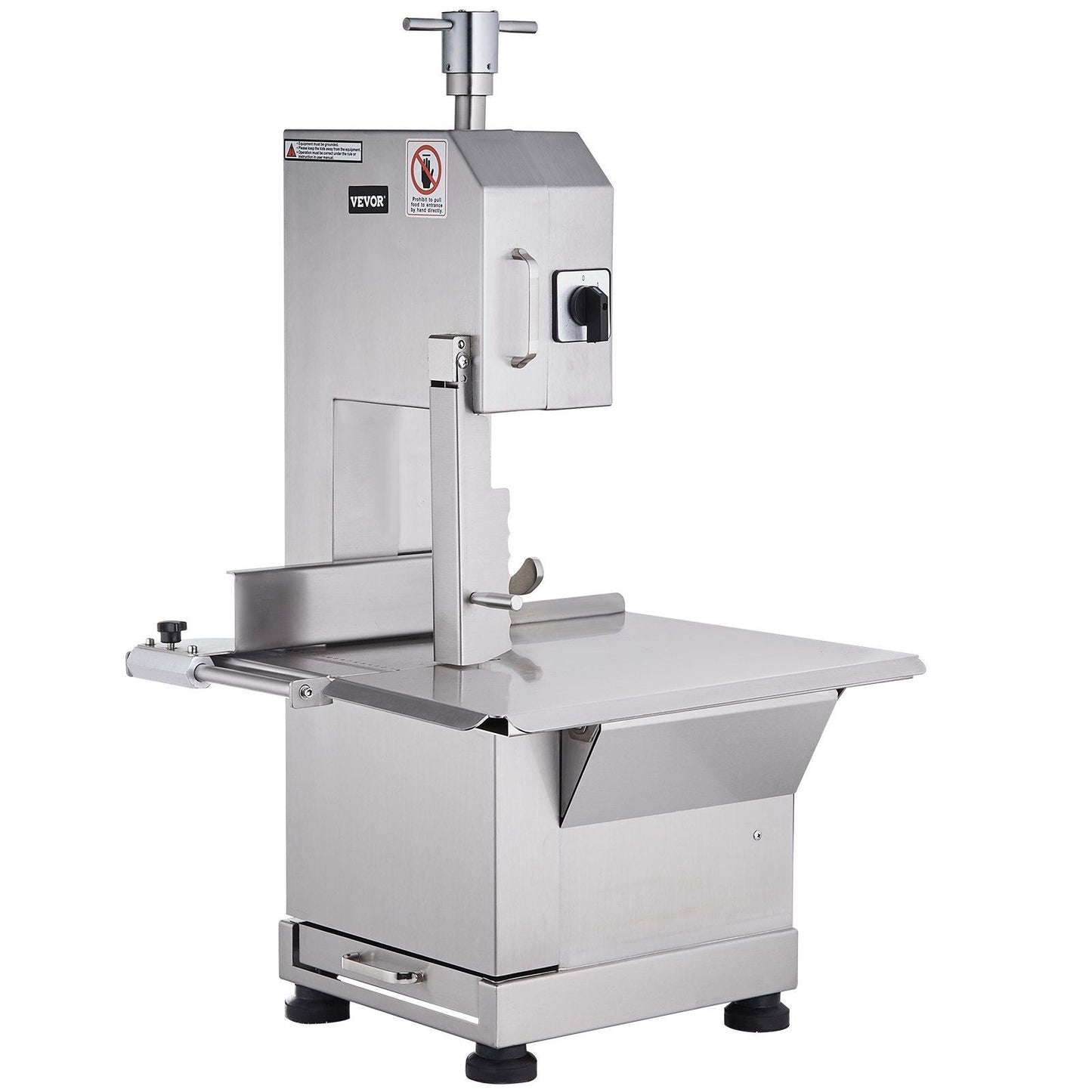 Commercial Electric Meat Bandsaw, 2200W Stainless Steel Countertop Bone Sawing Machine, Workbeach 18.5" x 20.9", 0-7.1 Inch Cutting Thickness, Frozen Meat Cutter with 6 Blades for Rib Pork Beef