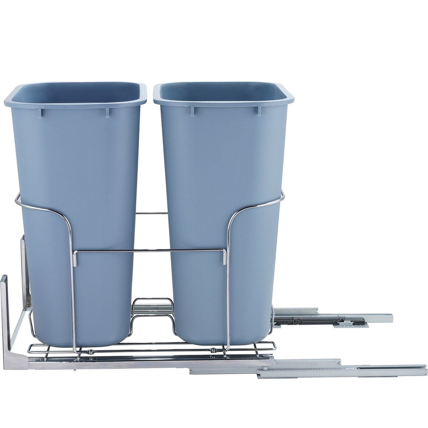 Pull-Out Trash Can, 35Lx2 Double Bins, Under Mount Kitchen Waste Container with Slide and Door Mounting Kit, 110 lbs Load Capacity Heavy Duty Garbage Recycling Bin for Kitchen Cabinet, Sink