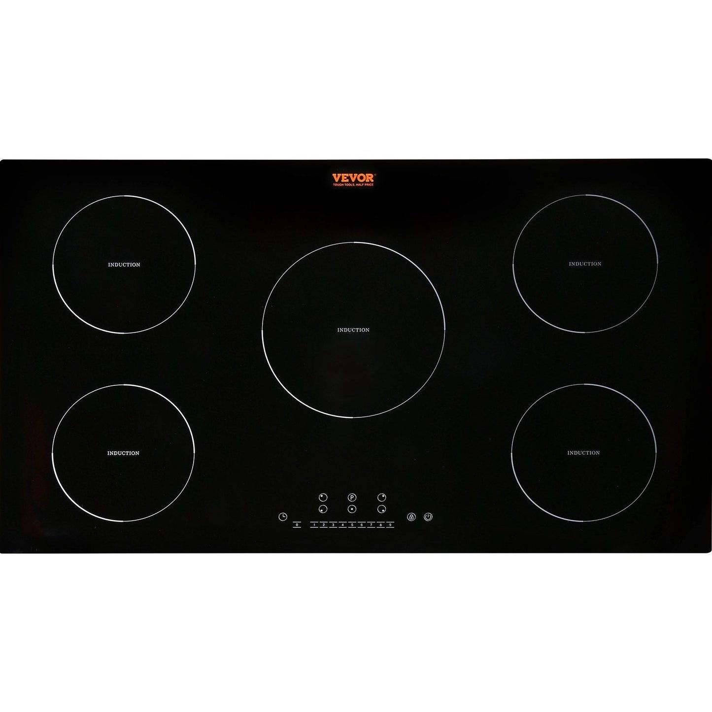 Electric Cooktop, 5 Burners, 36'' Induction Stove Top, Built-in Magnetic Cooktop 9200W, 9 Heating Level Multifunctional Burner, LED Touch Screen w/ Child Lock & Over-Temperature Protection