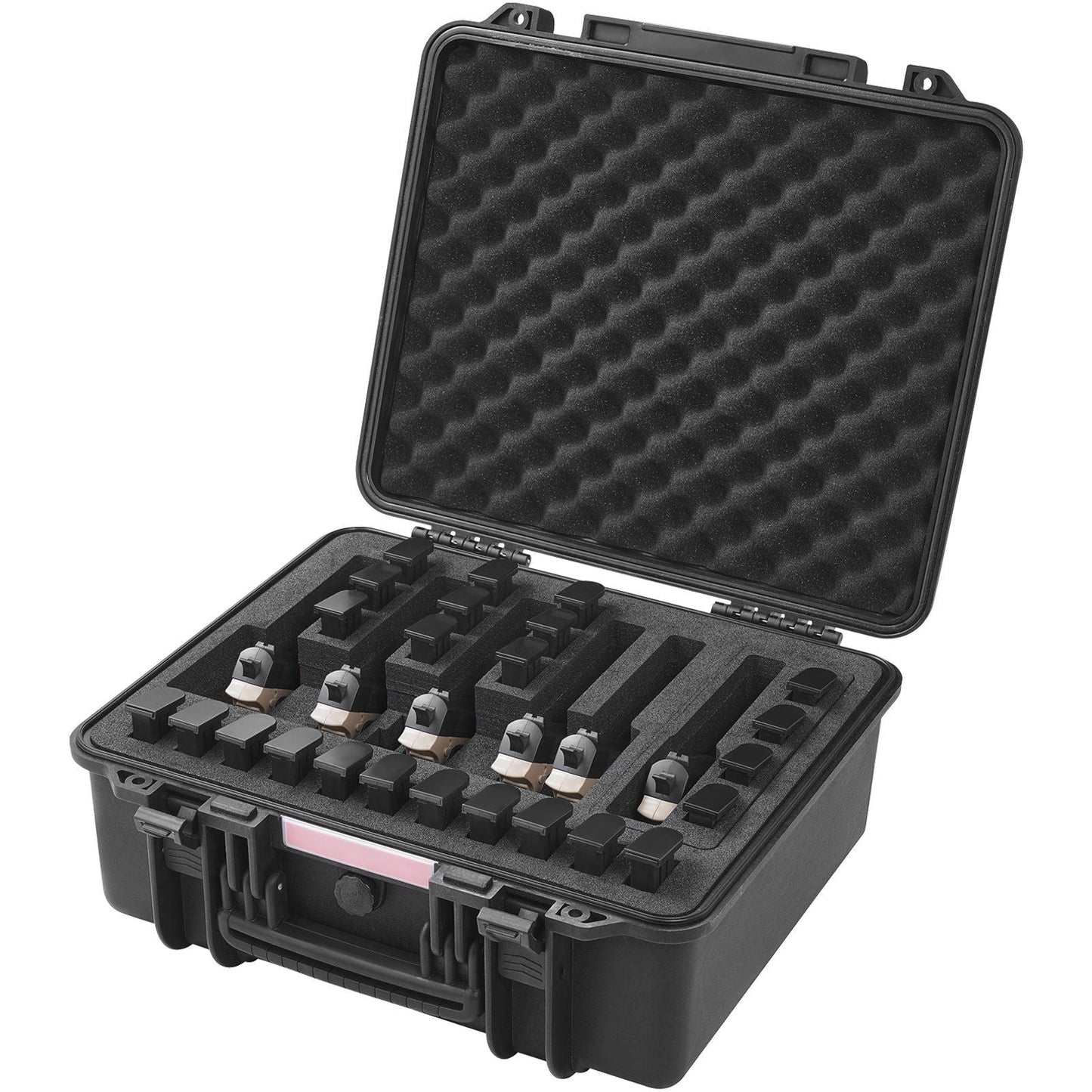 Hard Pistol Cases with Pre-cut PU Foam, Waterproof & Dustproof Hard Gun Case for 1 Pistol, 19.3×17.1×8.3 in Lockable Pistol Case, Black