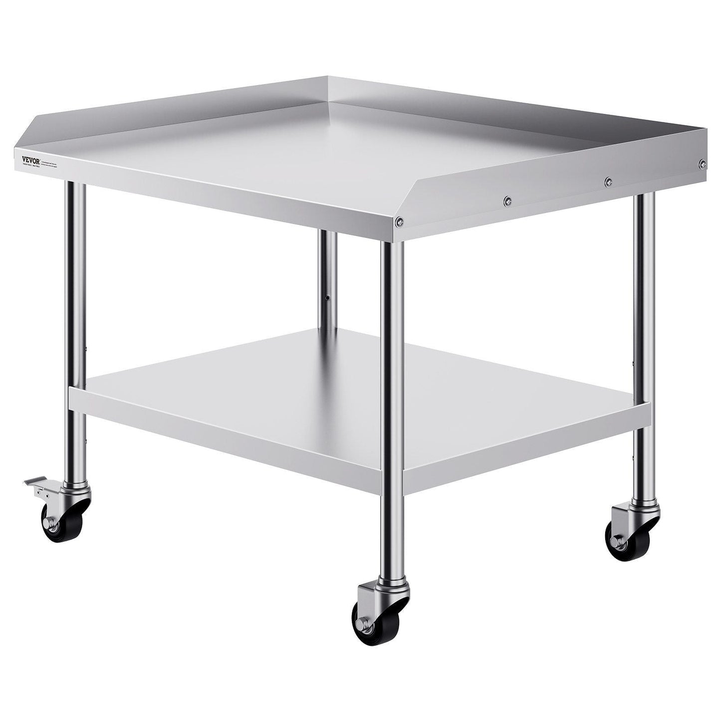 Stainless Steel Work Table, 30 x 36 x 30 Inch Commercial Food Prep Worktable with 4 Wheels, Casters, 3-Sided Backsplash Heavy Duty Prep Worktable, Metal Work Table for Restaurant Home Hotel