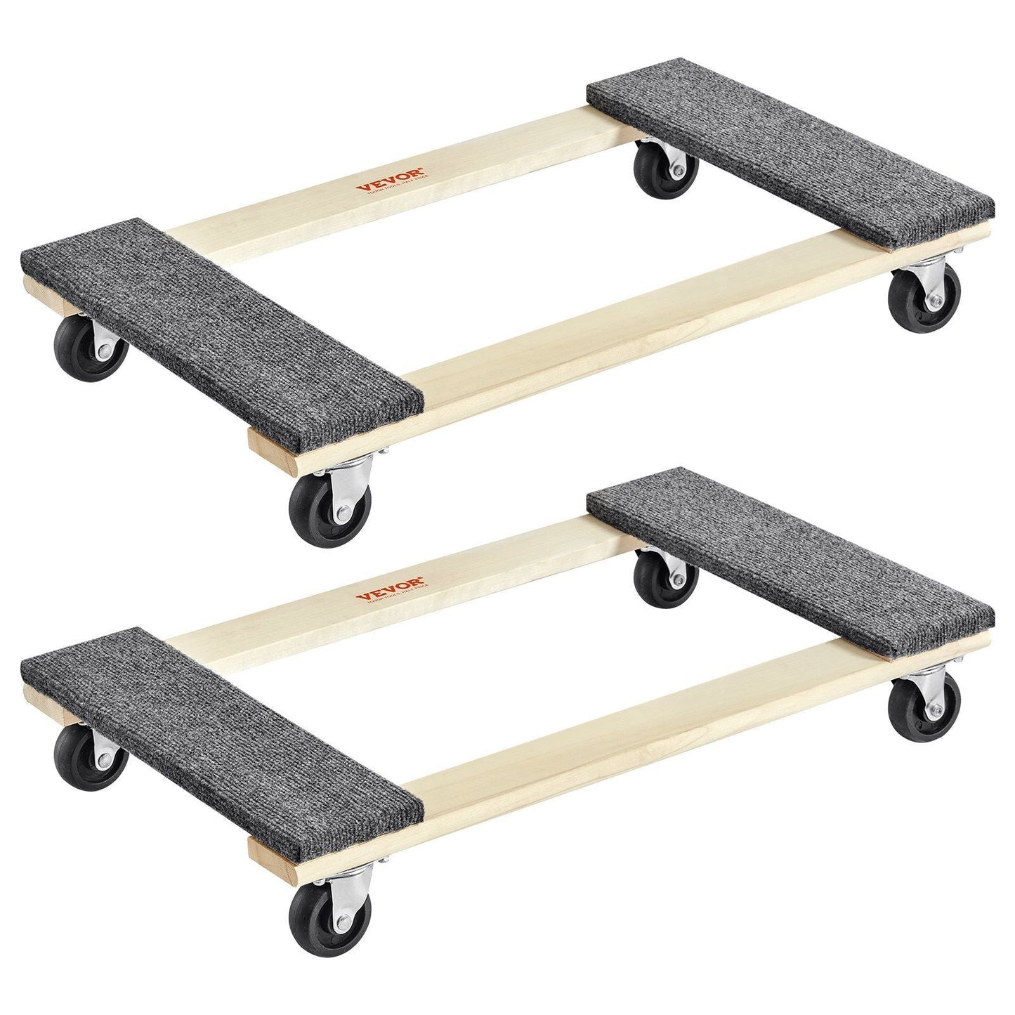Furniture Dolly, 1000 lbs Each Load Capacity, 2 Packs, 18" x 30", 8 x 3" PP Swivel Casters, Heavy Duty Hardwood Furniture Moving Dolly, Mover's Dolly, Moving Cart with Wheels for Heavy Furniture