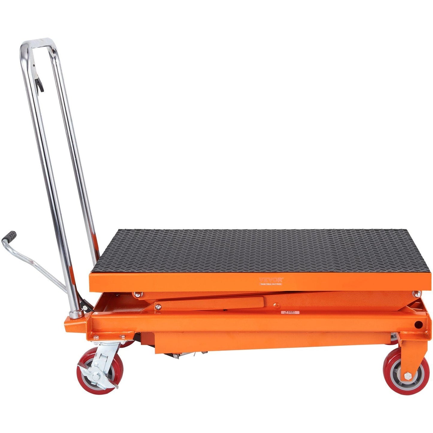 Hydraulic Lift Table Cart, 770lbs Capacity 59" Lifting Height, Manual Double Scissor Lift Table with 4 Wheels and Non-slip Pad, Hydraulic Scissor Cart for Material Handling and Transportation