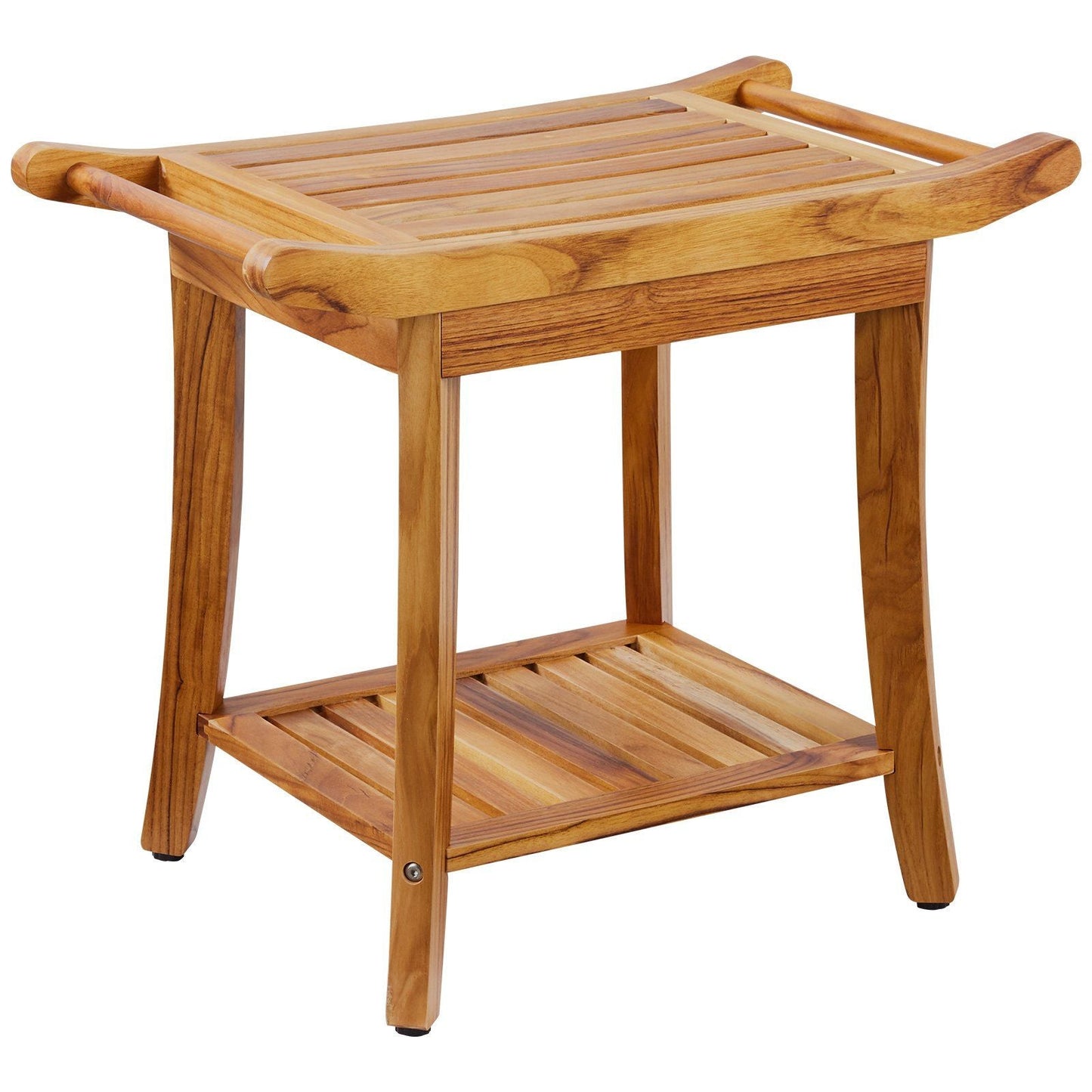 Teak Shower Bench 22 x 14.4 x 18.5 in Wood Shower Stool Chair for Bathroom