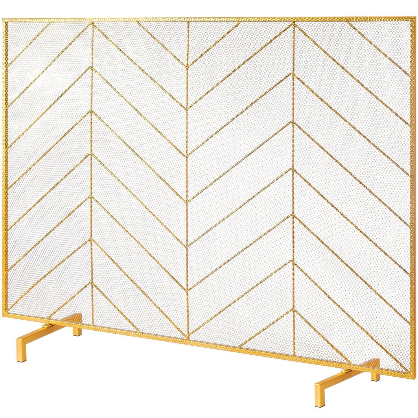 Fireplace Screen Single Panel, Sturdy Iron Mesh Fireplace Screen, 38.6"(L) x29.8"(H) Spark Guard Cover, Simple Installation, Free Standing Fire Fence Grate for Living Room Home Decor Modern