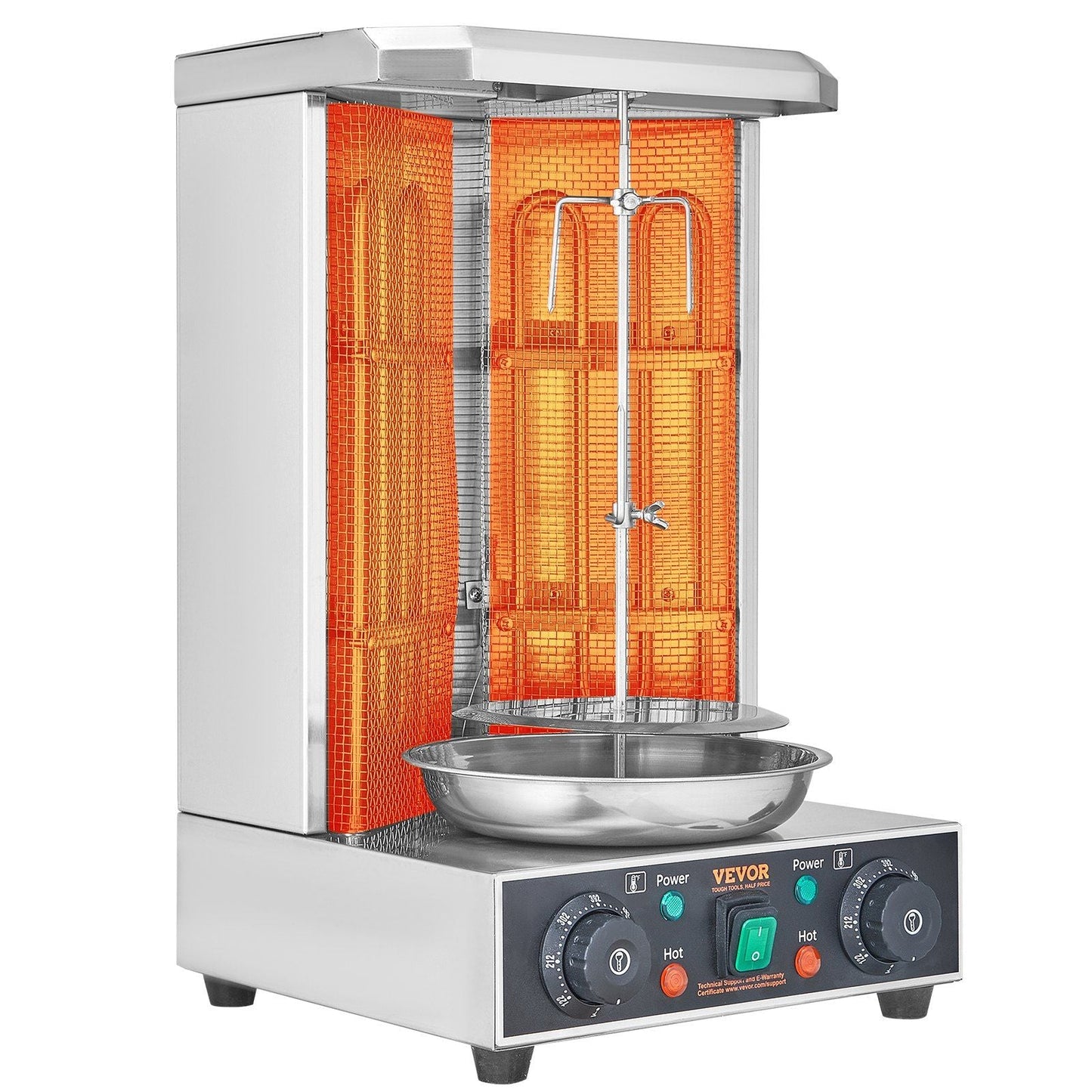 Shawarma Grill Machine, 13 lbs Capacity, Chicken Shawarma Cooker Machine with 2 Burners, Electric Vertical Broiler Gyro Rotisserie Oven Doner Kebab Machine, for Home Restaurant Kitchen Parties