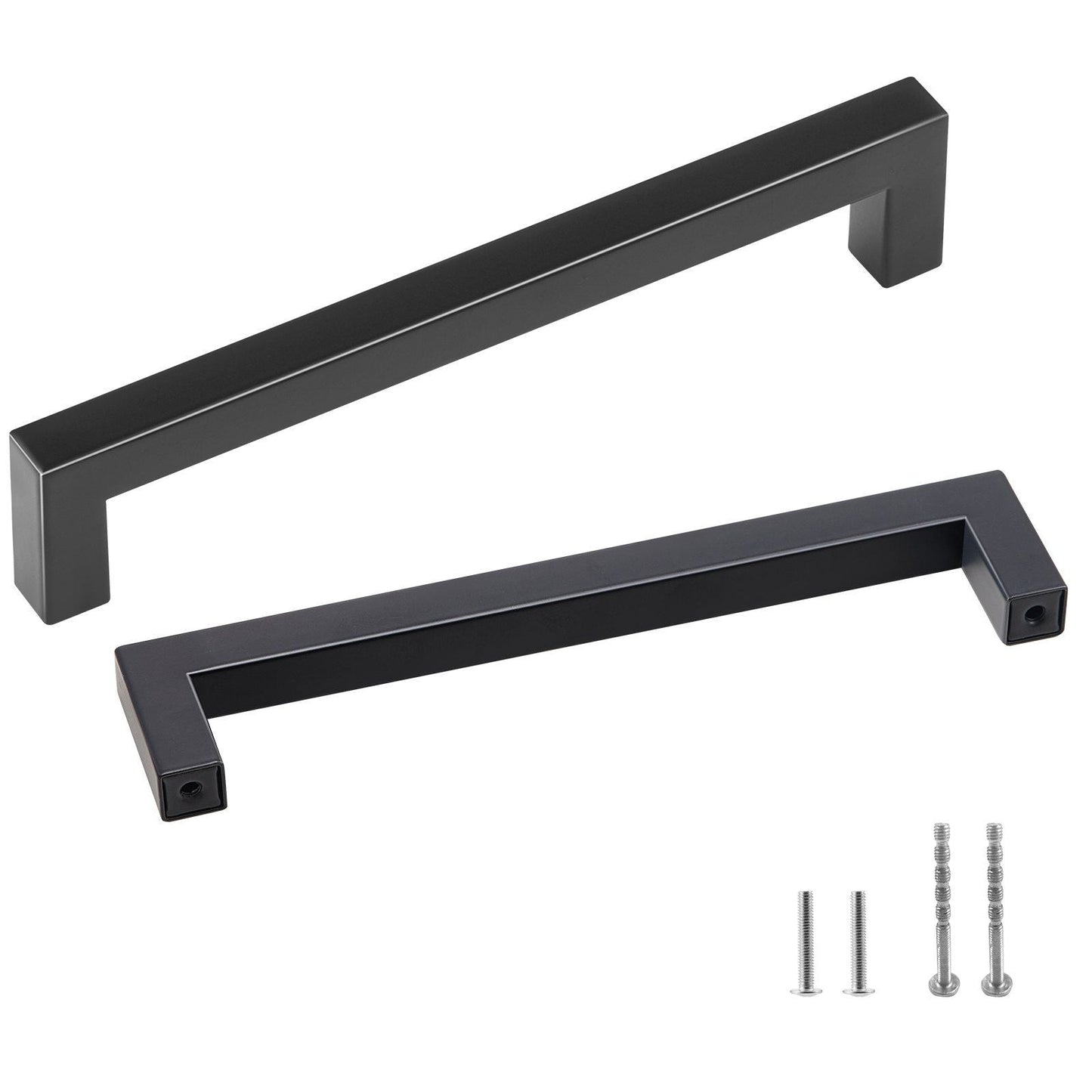 10 Pack Cabinet Pulls, 5.03in / 128mm Center to Center Slim Square Kitchen Cabinet Drawer, Stainless Steel Modern Kitchen Cupboard Door Handles for Kitchen Bathroom Bar Hardware Matte Black