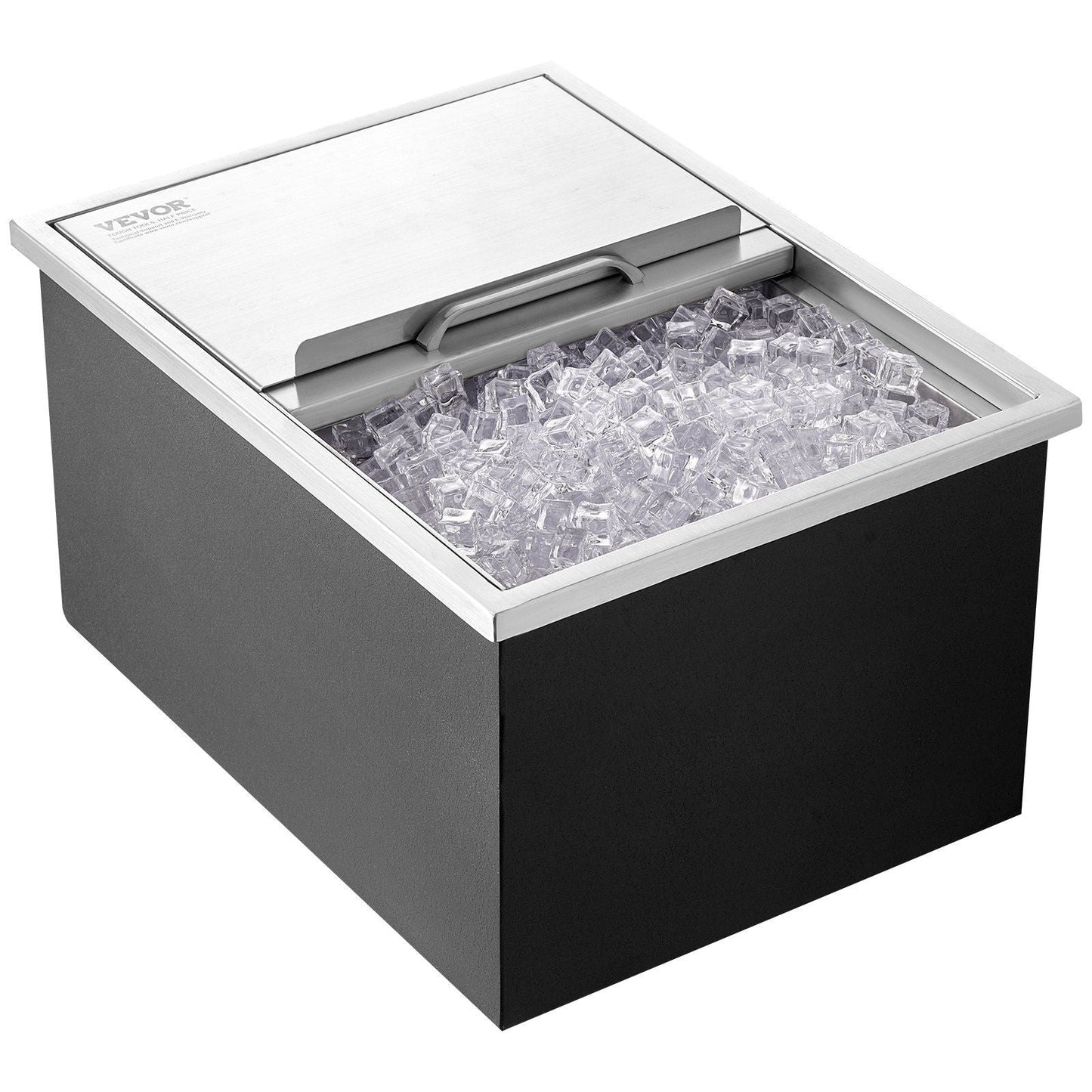 Drop in Ice Chest, 24"L x 18"W x 13"H Stainless Steel Ice Cooler, Commercial Ice Bin with Sliding Cover, 40.9 qt Outdoor Kitchen Ice Bar, Drain-pipe and Drain Plug Included, for Cold Wine Beer