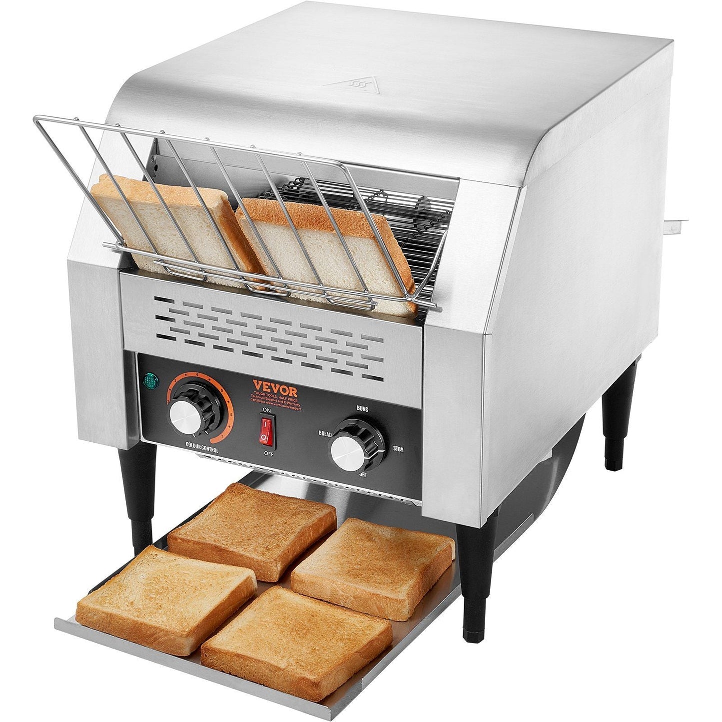 Commercial Conveyor Toaster, 300 Slices/Hour Conveyor Belt Toaster, Heavy Duty Stainless Steel Commercial Toaster Oven, Electric Restaurant Commercial Toaster for Toast Bun, Bagel, Bread
