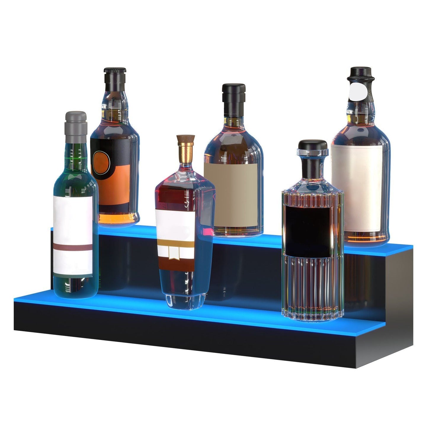 LED Lighted Liquor Bottle Display Bar Shelf RF & App Control 24" 2-Step
