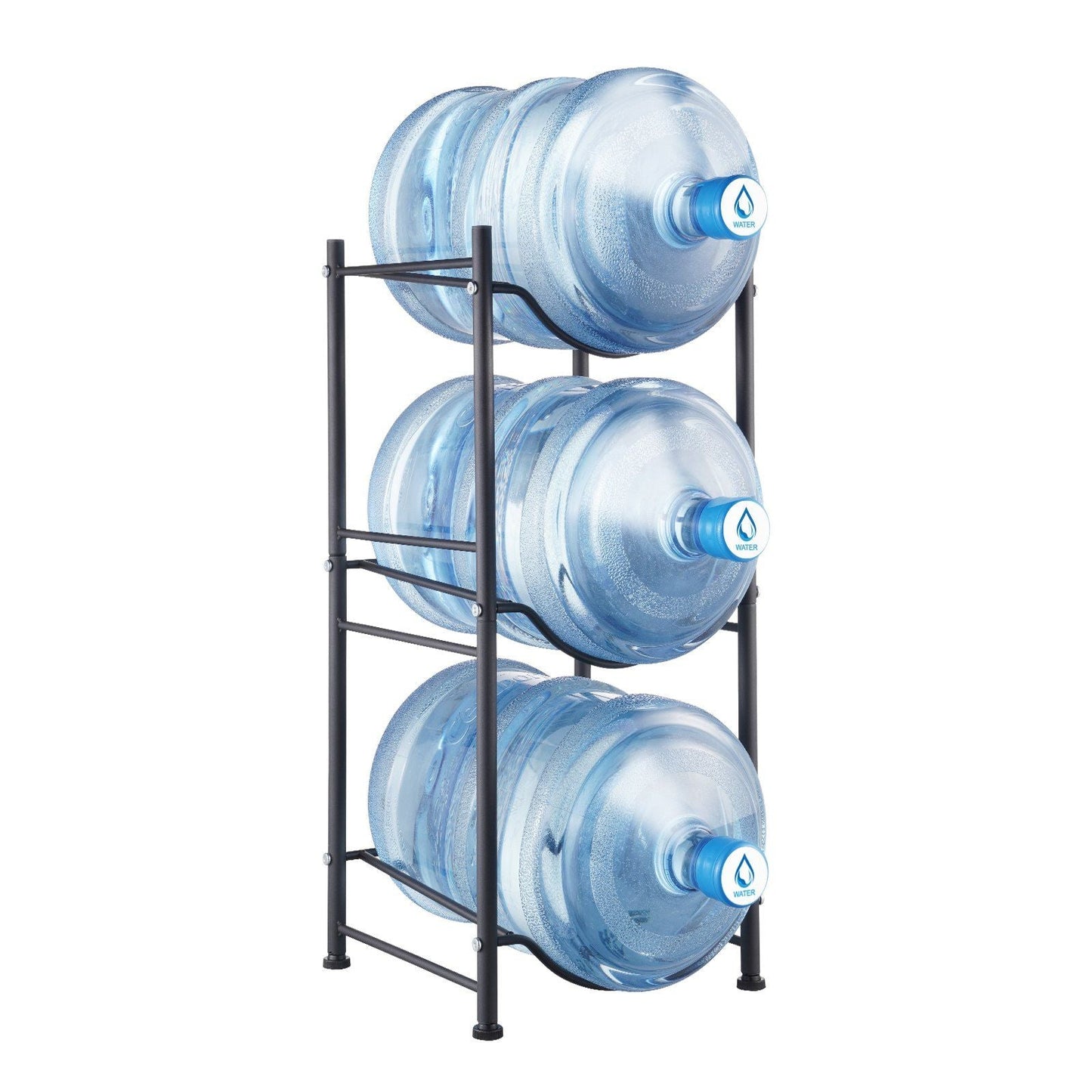 3 Tiers Water Jug Holder Single Row Water Bottle Rack for 3 Bottles Black